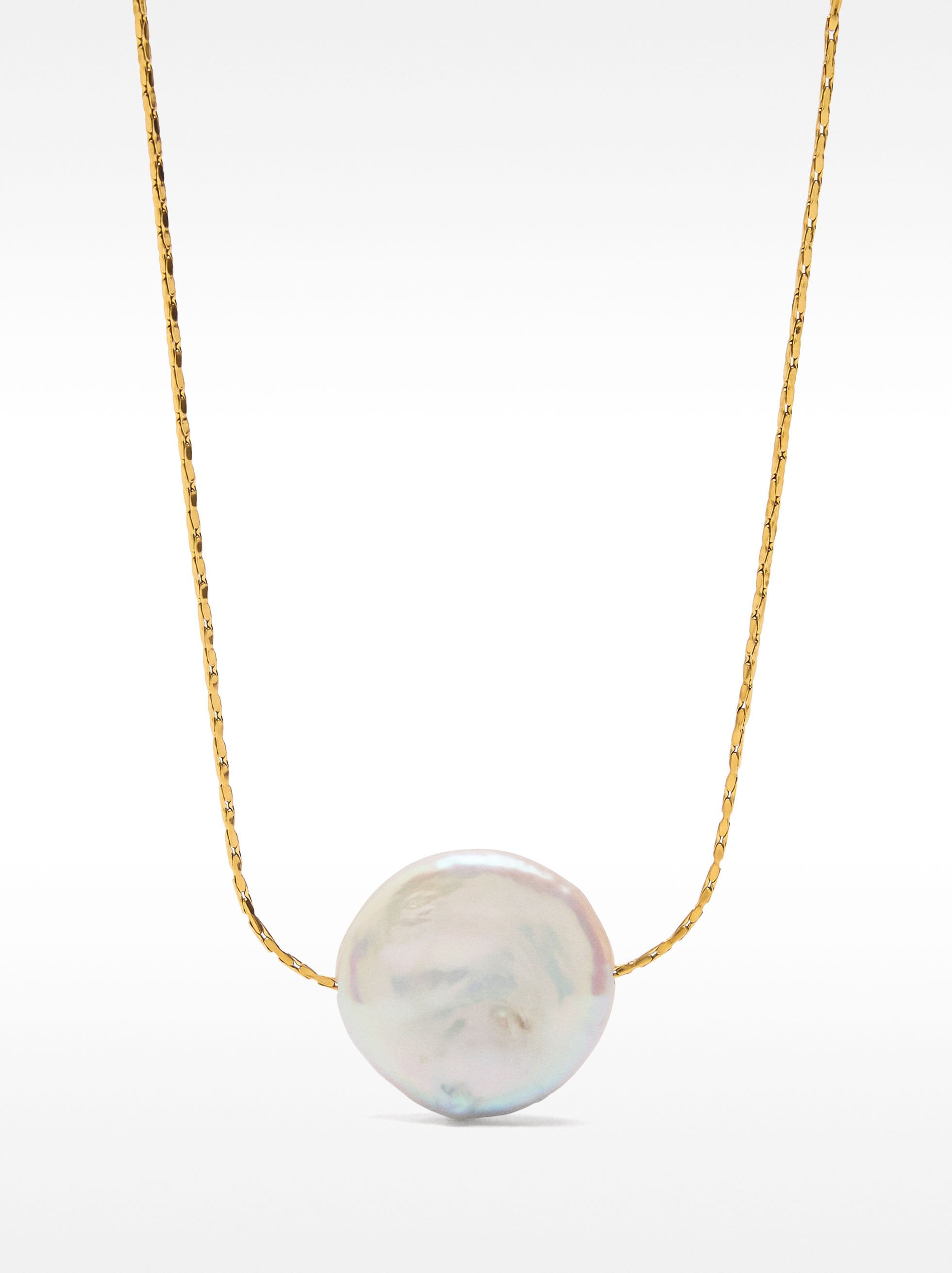 Collar Con Perla Barroca De Agua Dulce - Acero Inoxidable