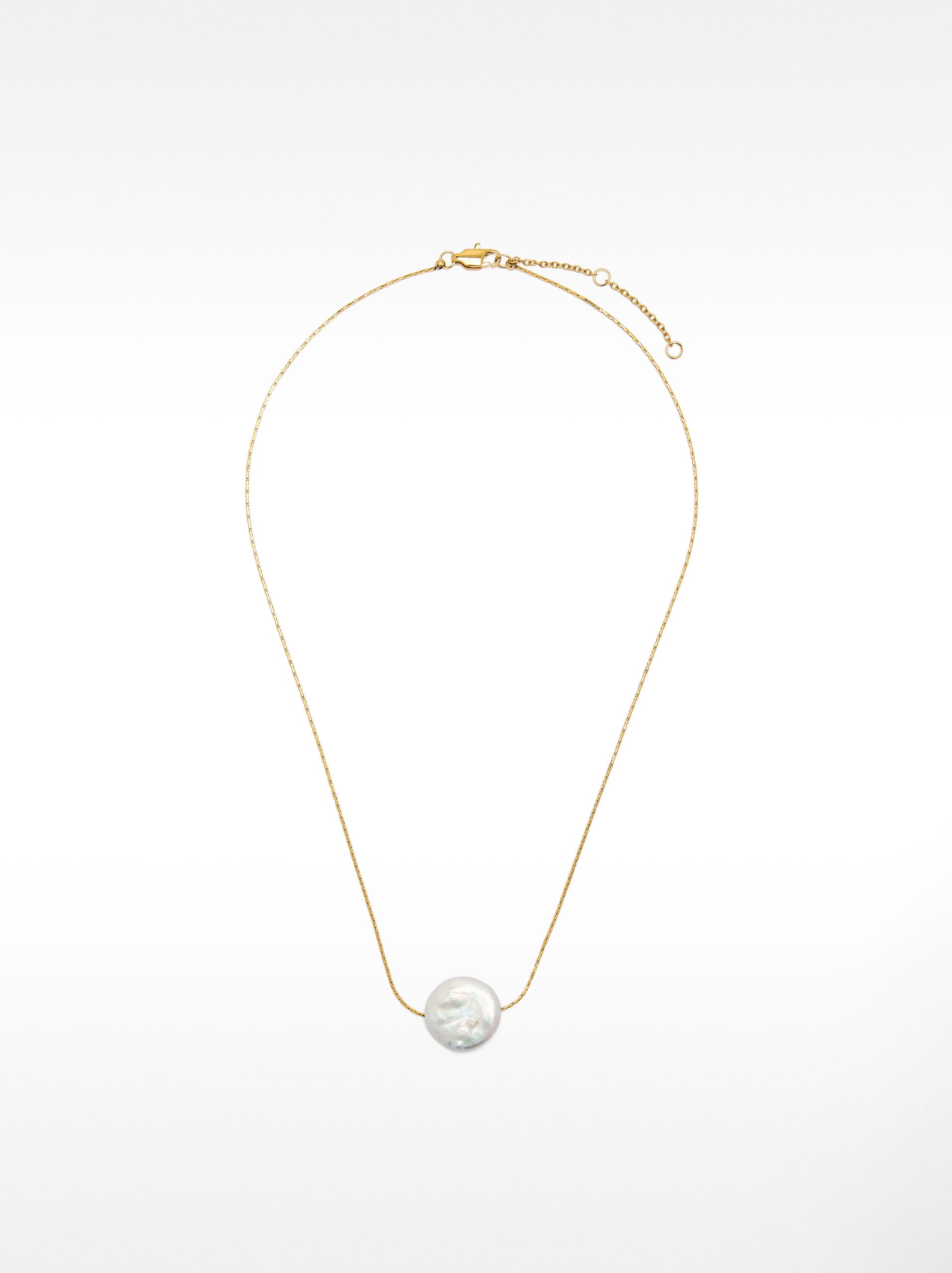 Collar Con Perla Barroca De Agua Dulce - Acero Inoxidable