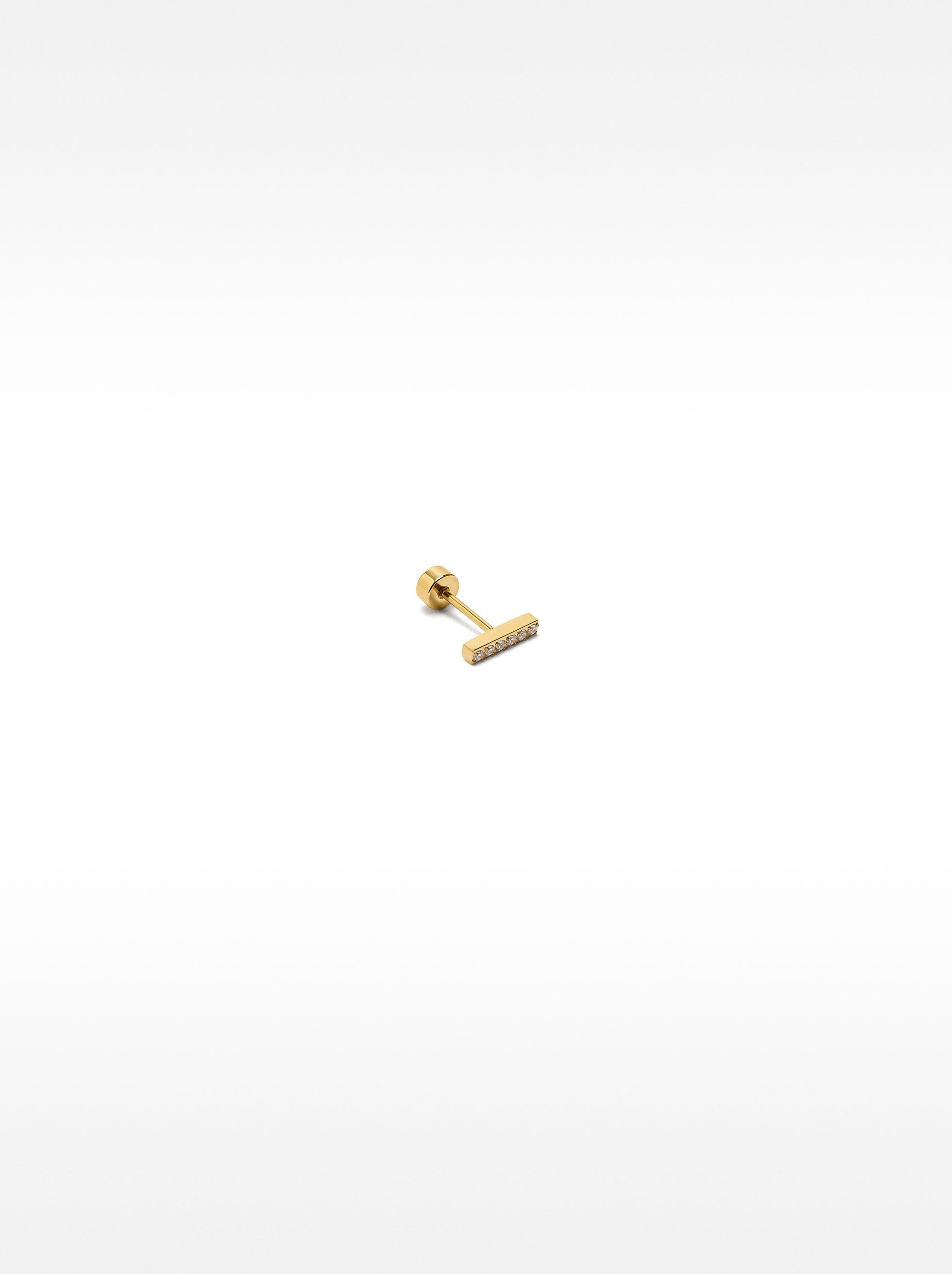 Piercing De Oreja Tipo Barra Con Cristales – Acero Inoxidable