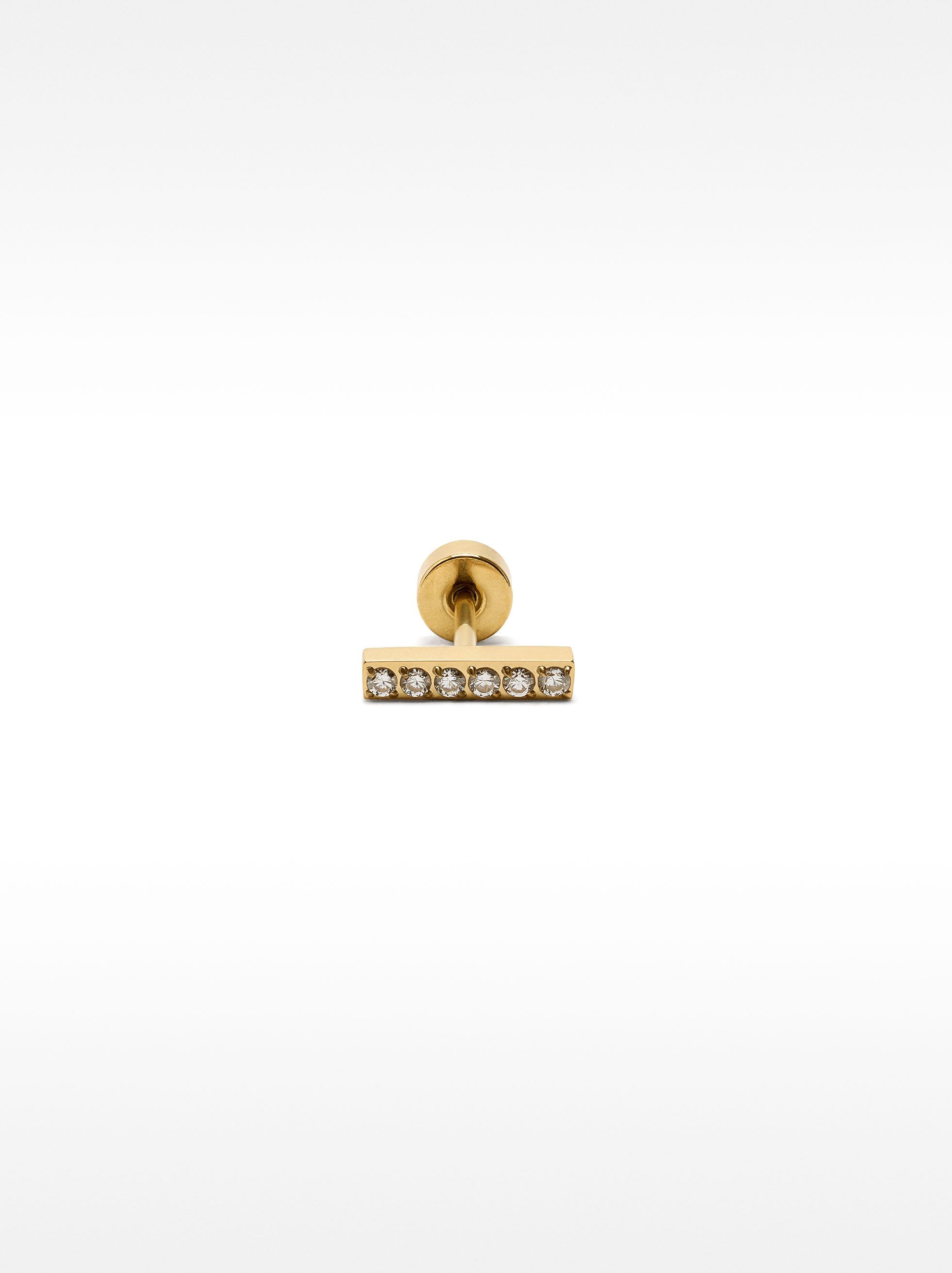 Piercing De Oreja Tipo Barra Con Cristales – Acero Inoxidable