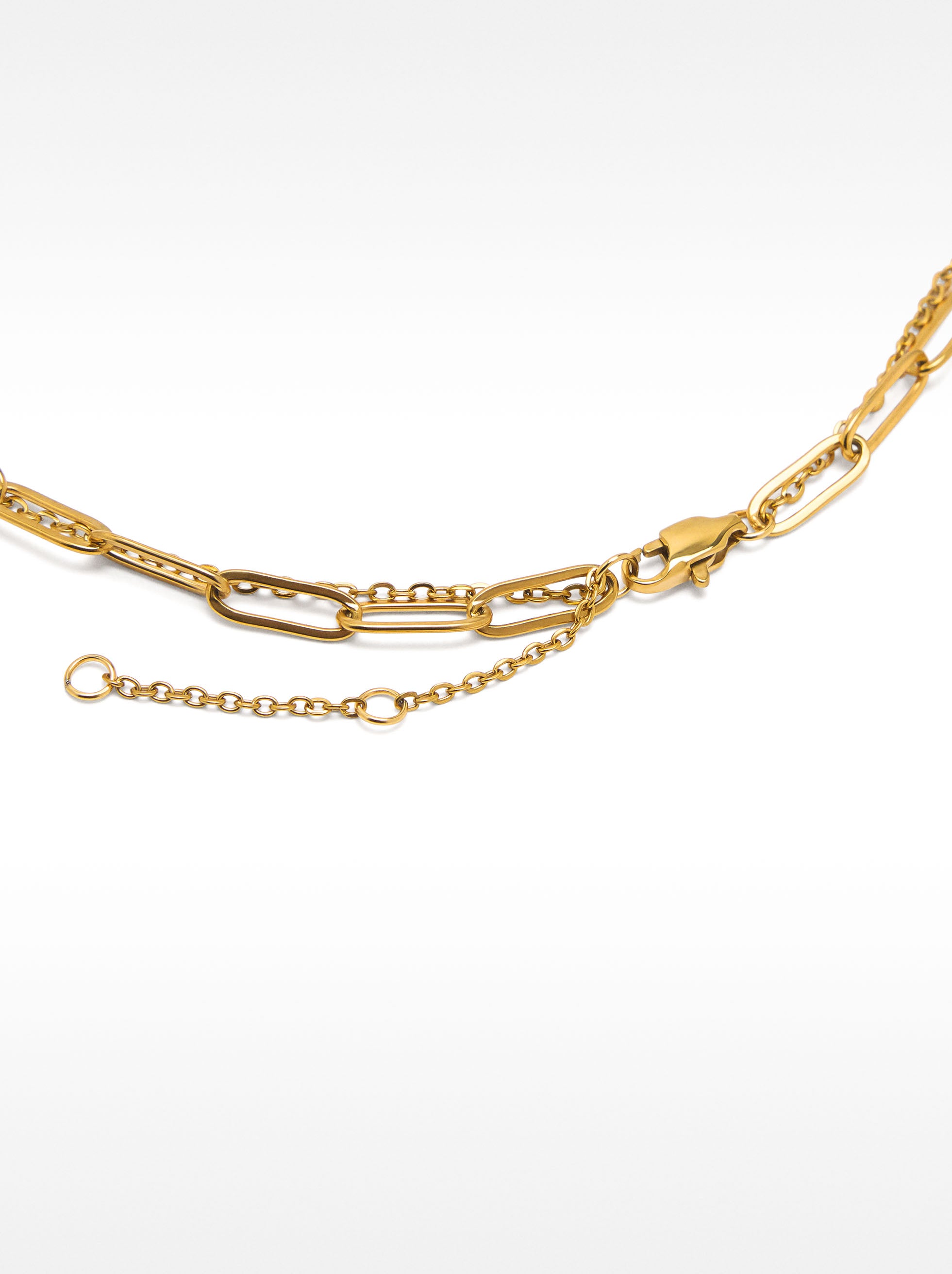 Collar Doble De Eslabones Con Perla De Agua Dulce - Acero Inoxidable