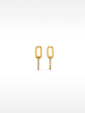 Pendientes De Eslabones Con Cristales - Acero Inoxidable