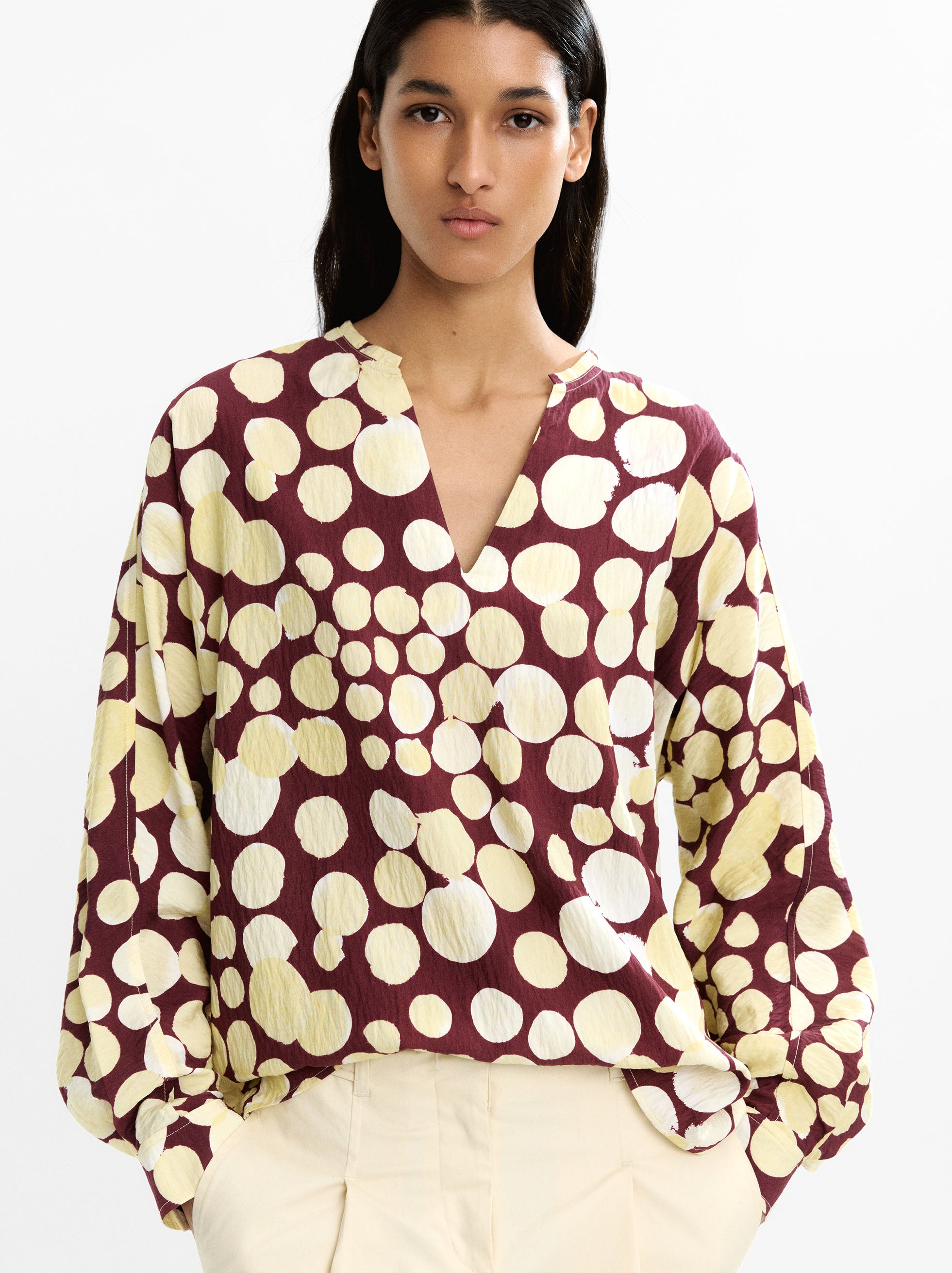 Blusa Estampada Con Textura