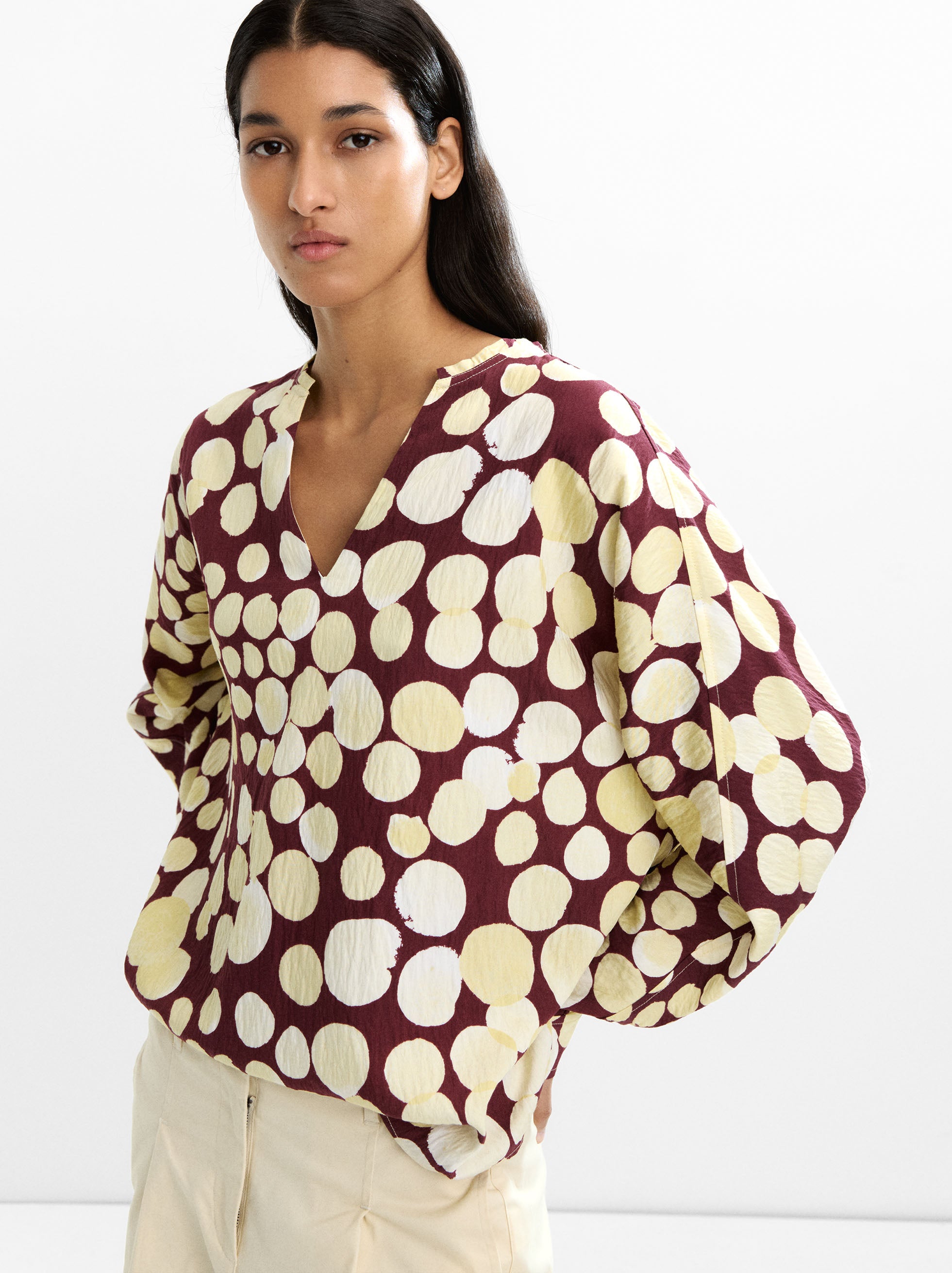 Blusa Estampada Con Textura