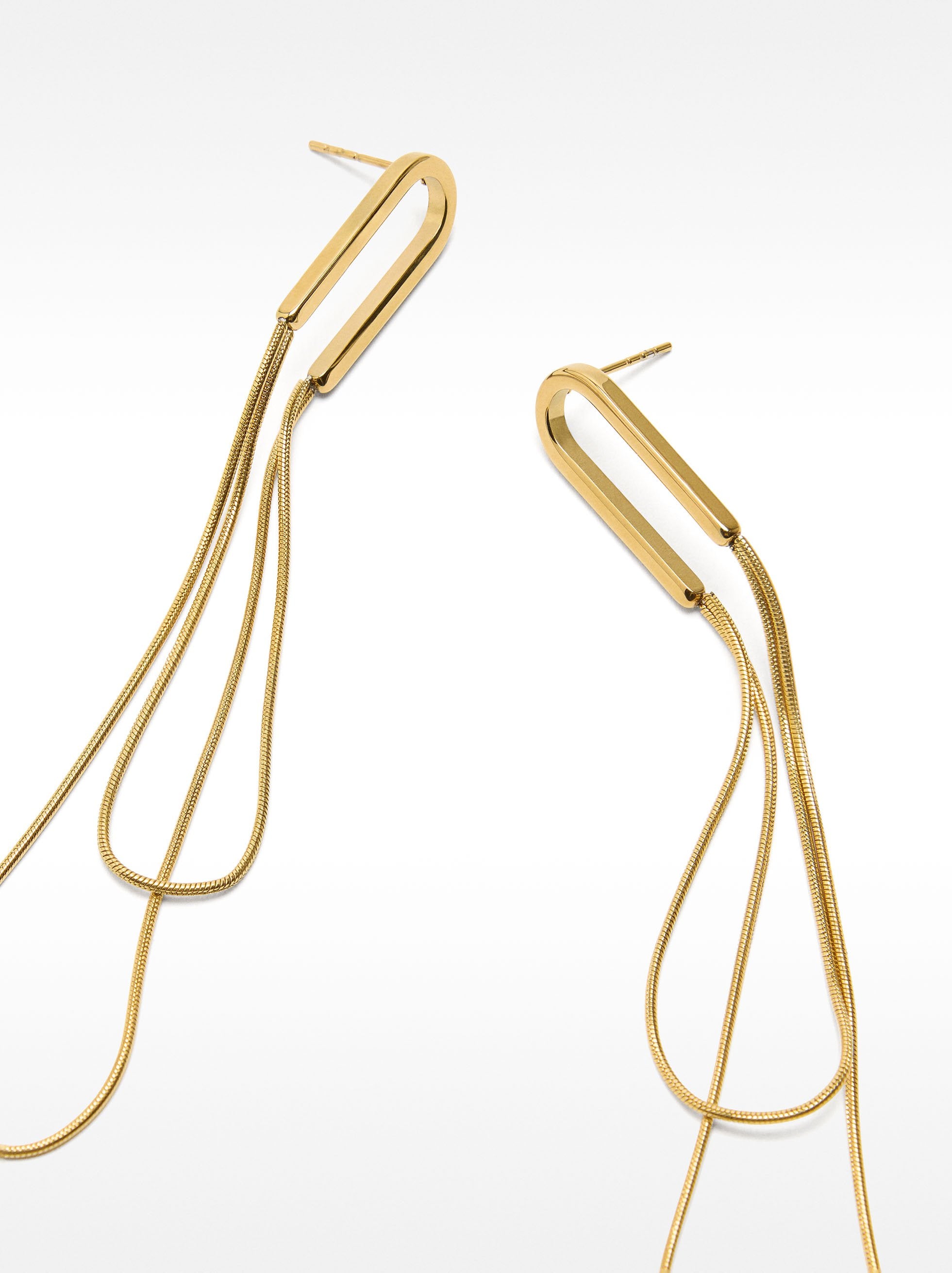 Pendientes Largos Cadena De Serpiente - Acero Inoxidable