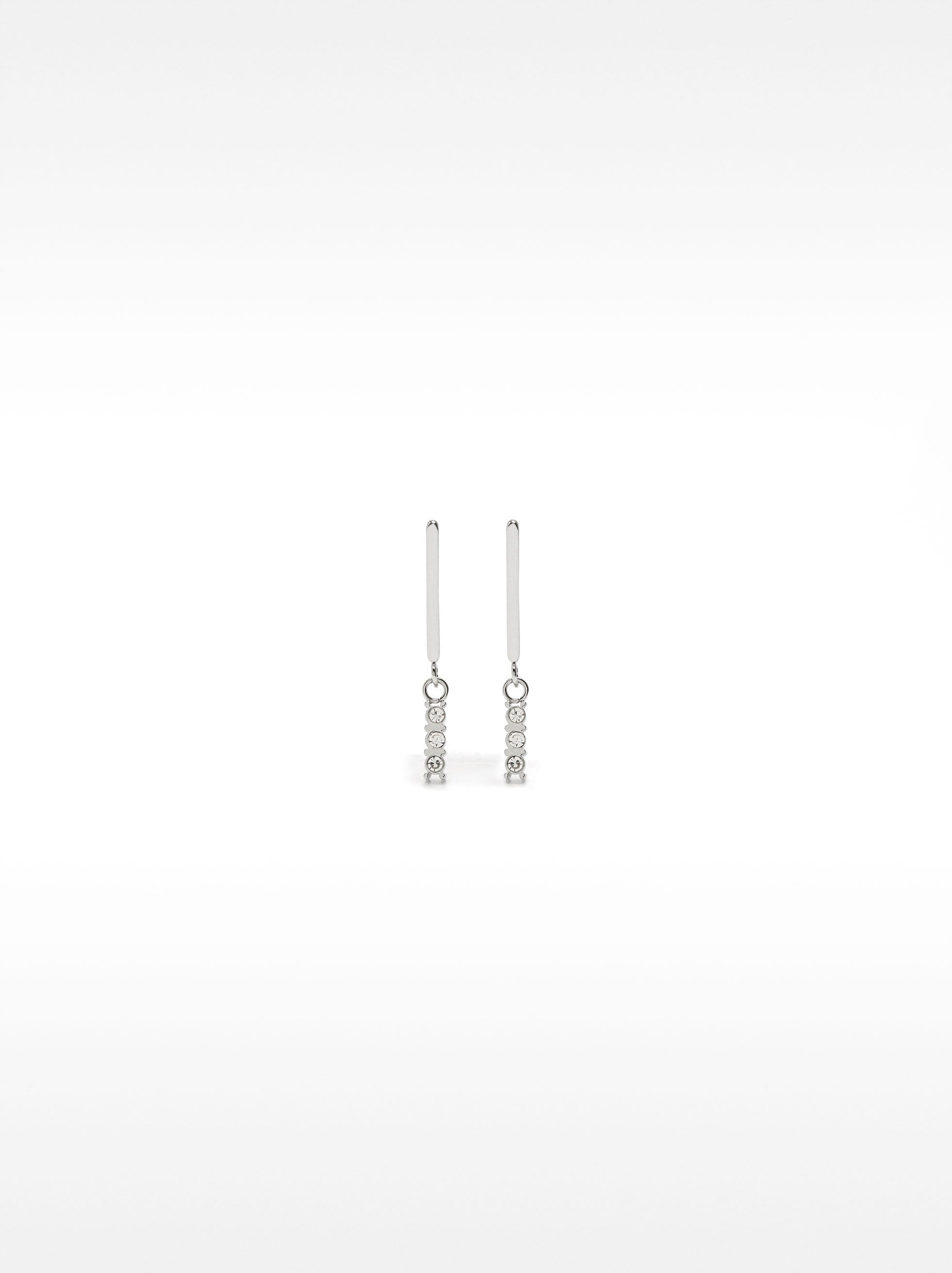 Pendientes Barra Con Cristales - Acero Inoxidable