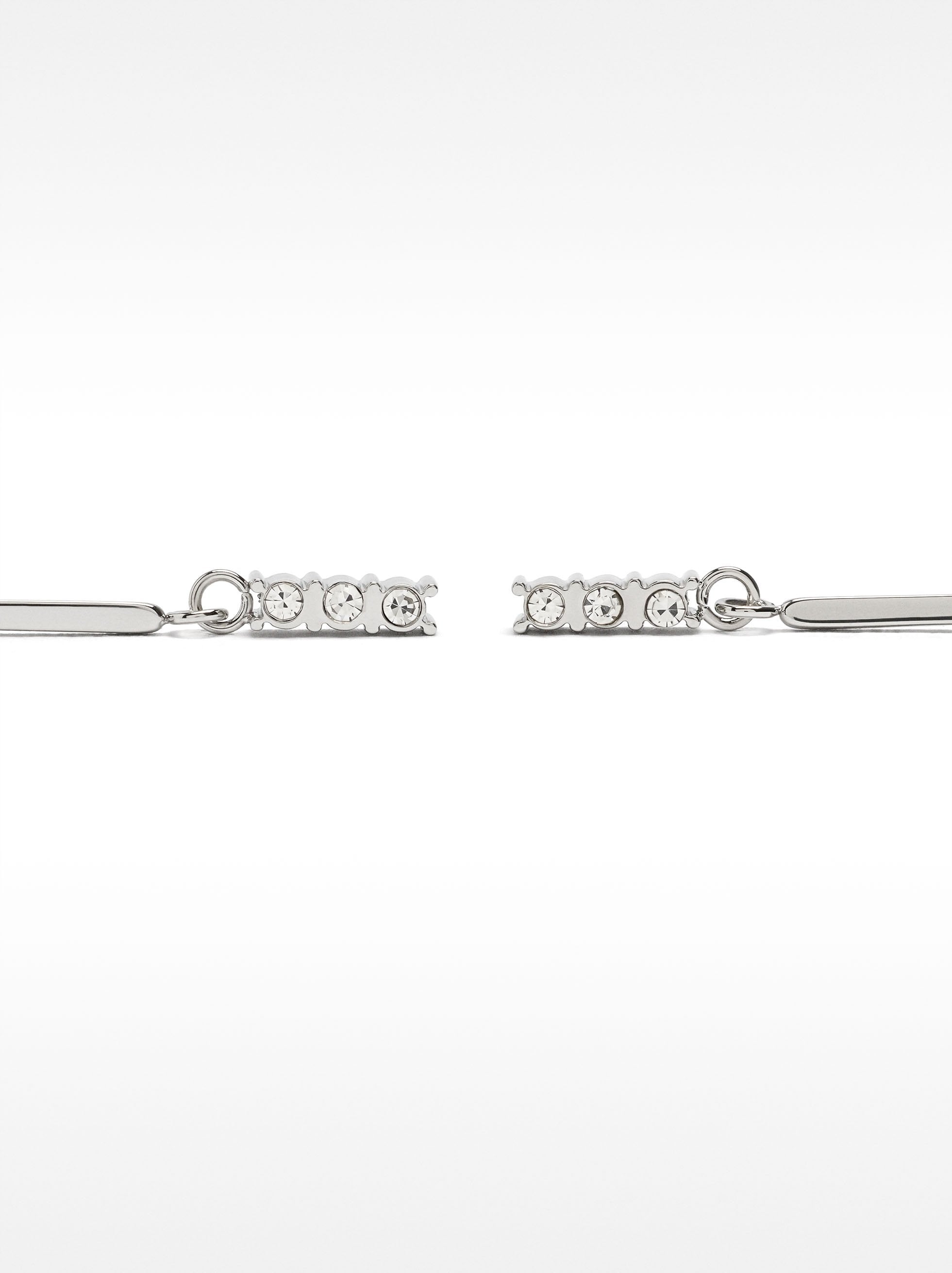 Pendientes Barra Con Cristales - Acero Inoxidable