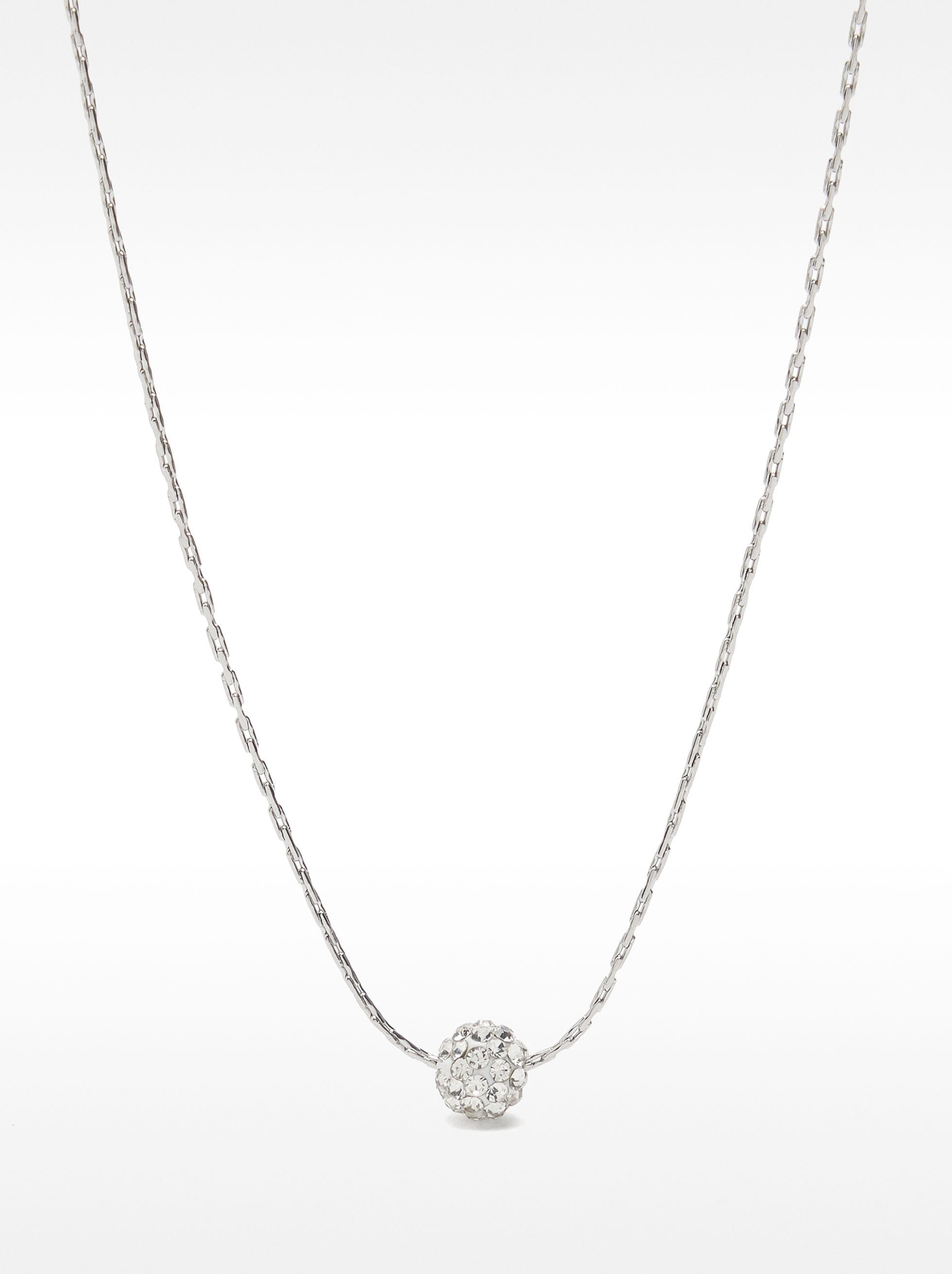 Collar Esfera Con Cristales - Acero Inoxidable