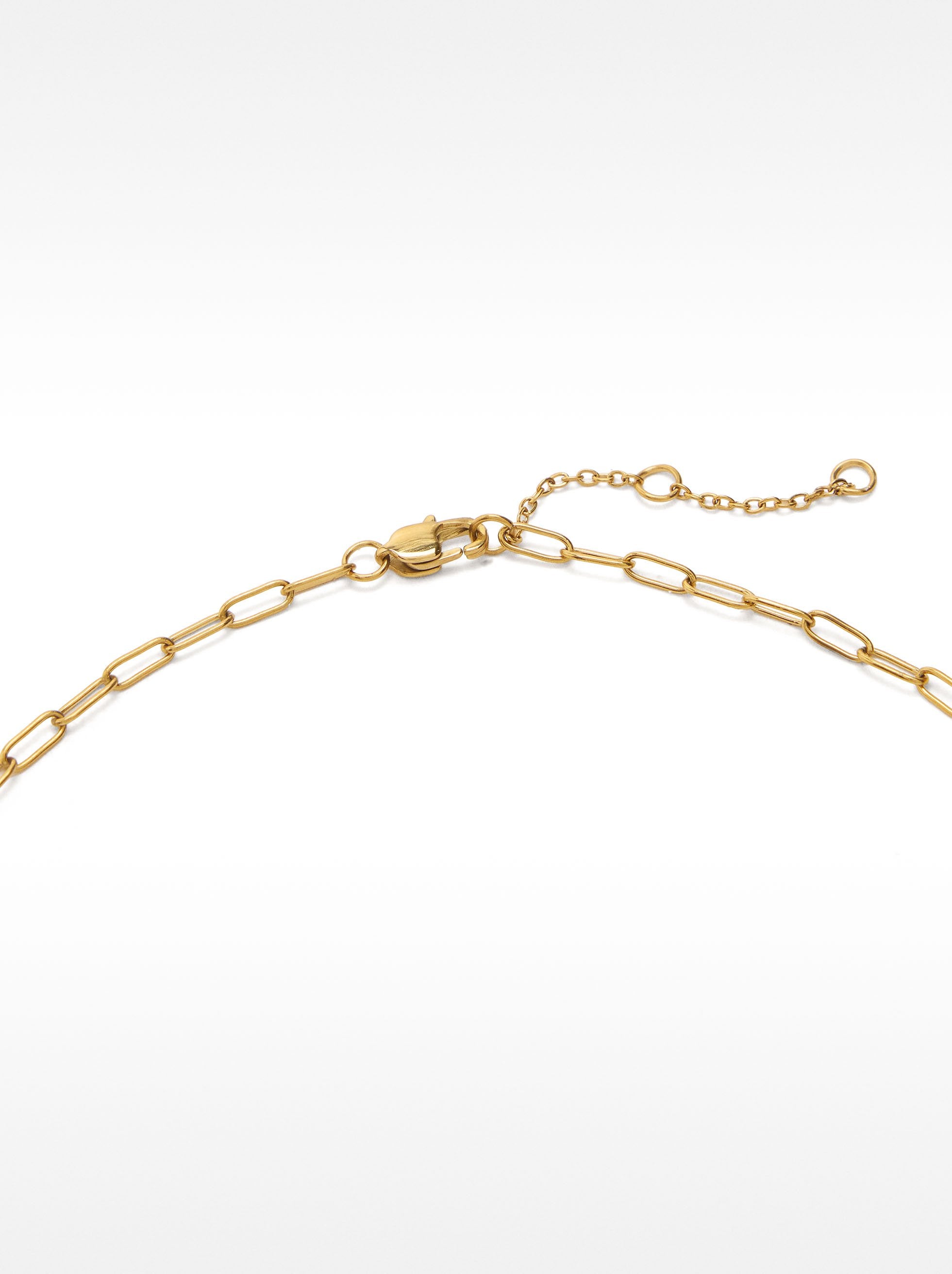 Collar De Eslabones Con Perla De Agua Dulce - Acero Inoxidable