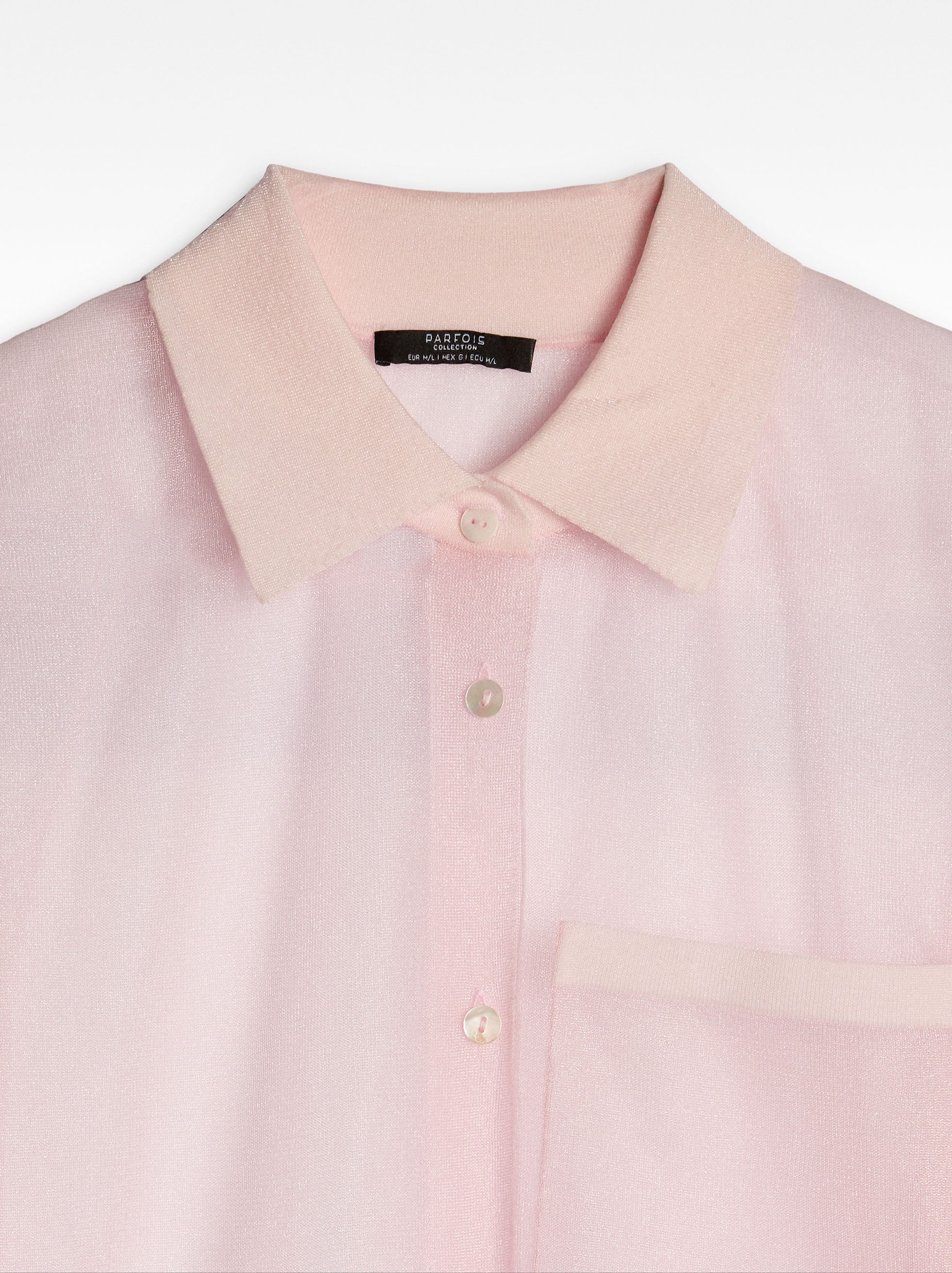 Camisa Semitransparente Con Bolsillo