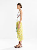 Falda Midi Drapeada Con Bordado