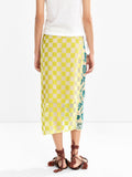 Falda Midi Drapeada Con Bordado