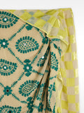 Falda Midi Drapeada Con Bordado