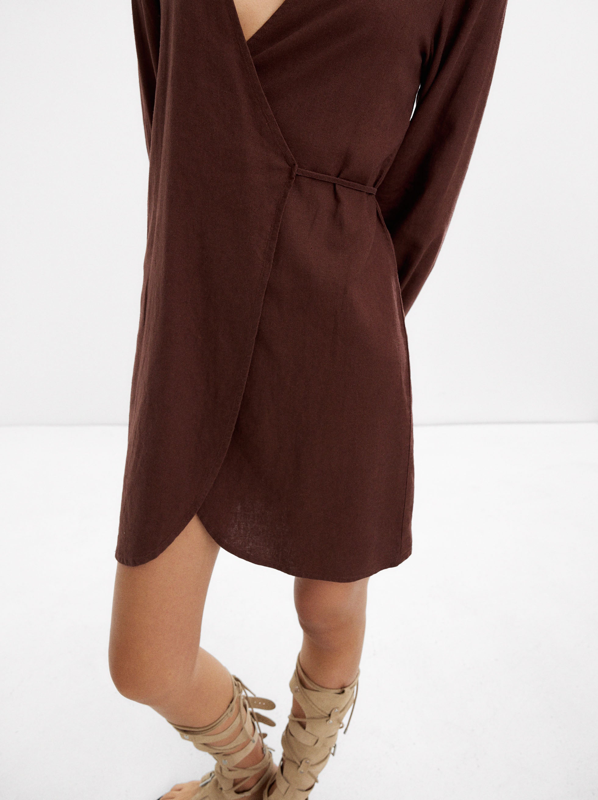 Vestido Cruzado Mezcla De Lino