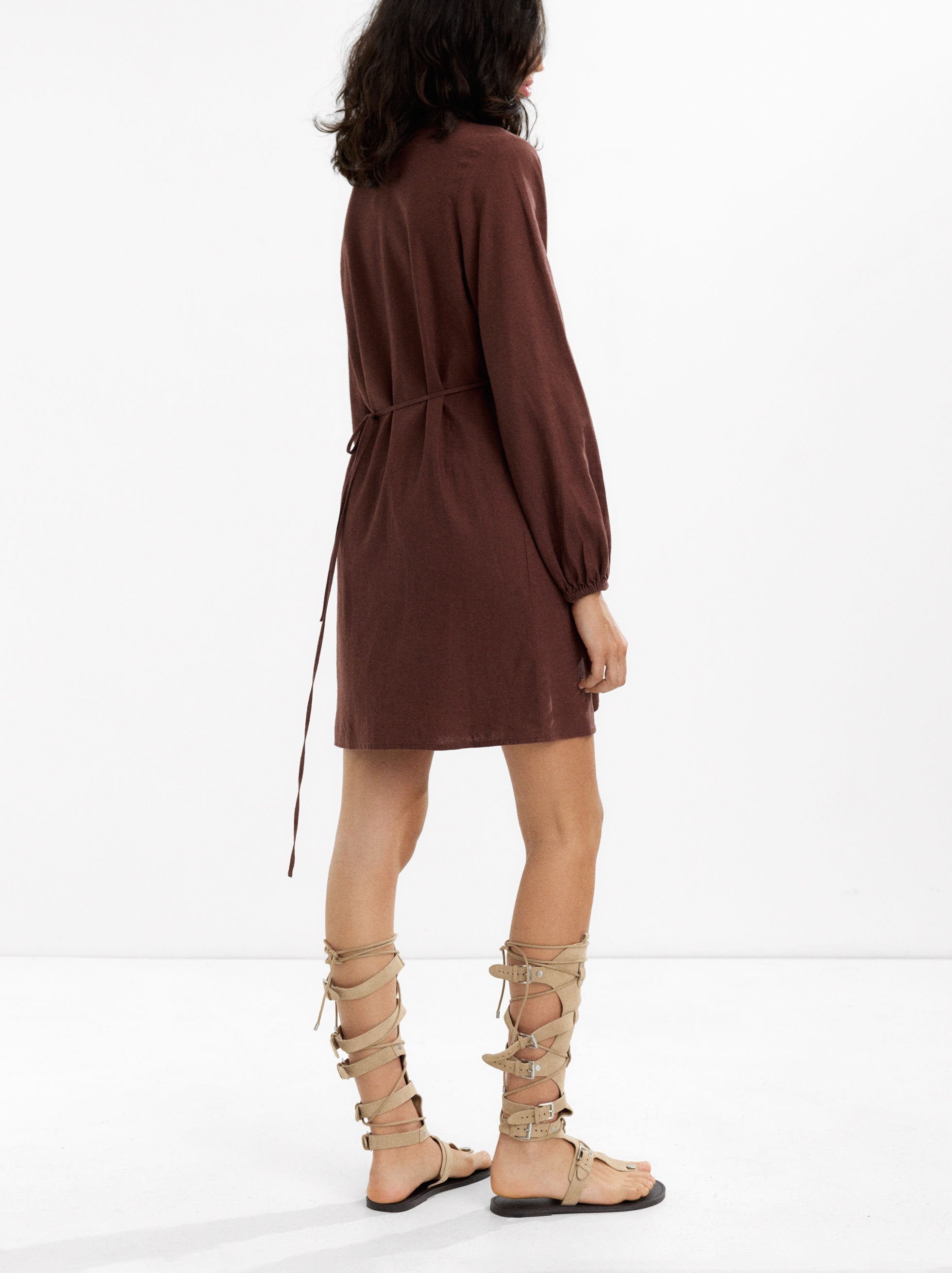 Vestido Cruzado Mezcla De Lino