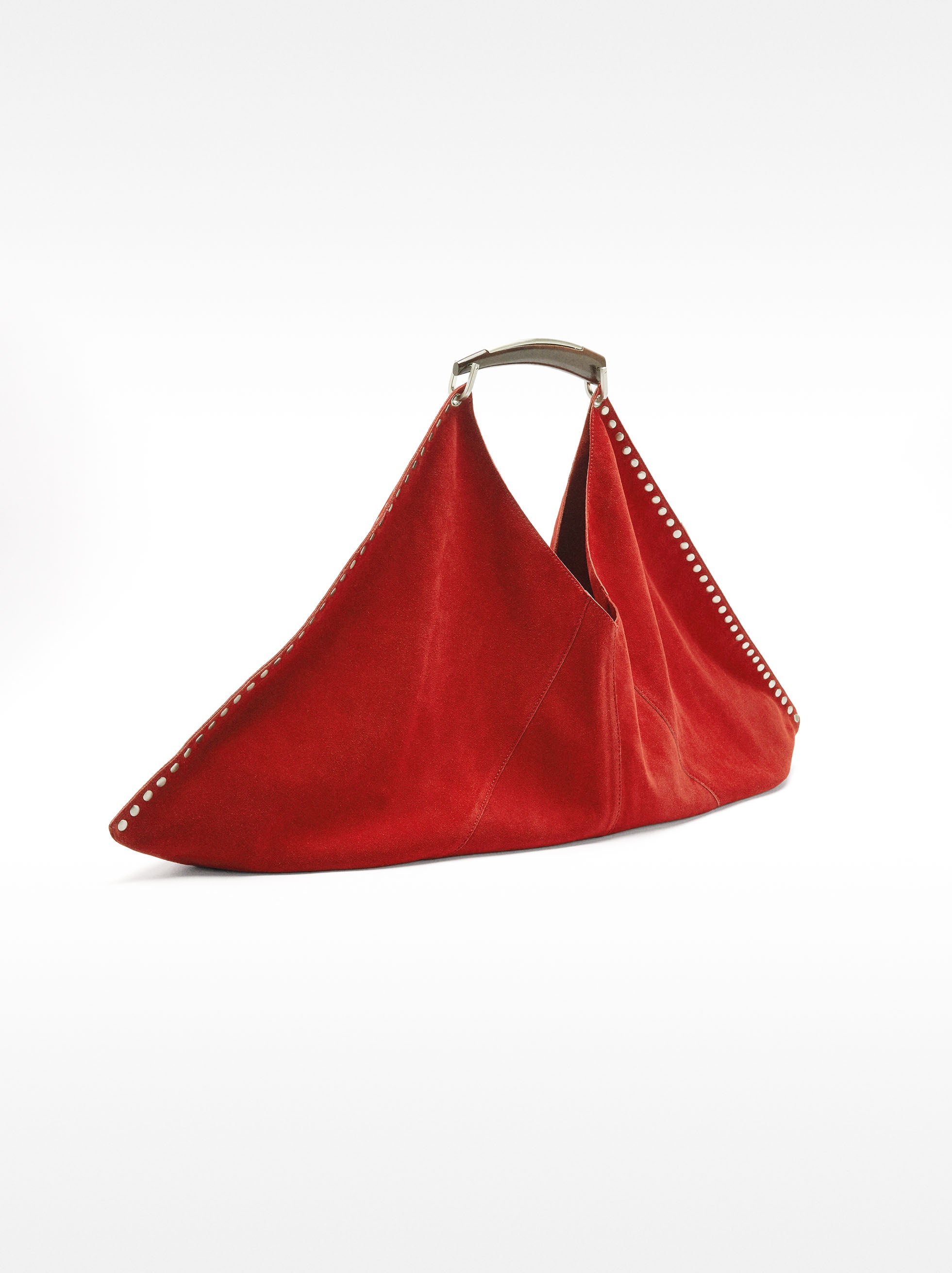 Cartera De Hombro En Cuero De Ante Con Tachuelas