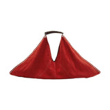 Bolso De Hombro En Piel De Ante Con Tachuelas