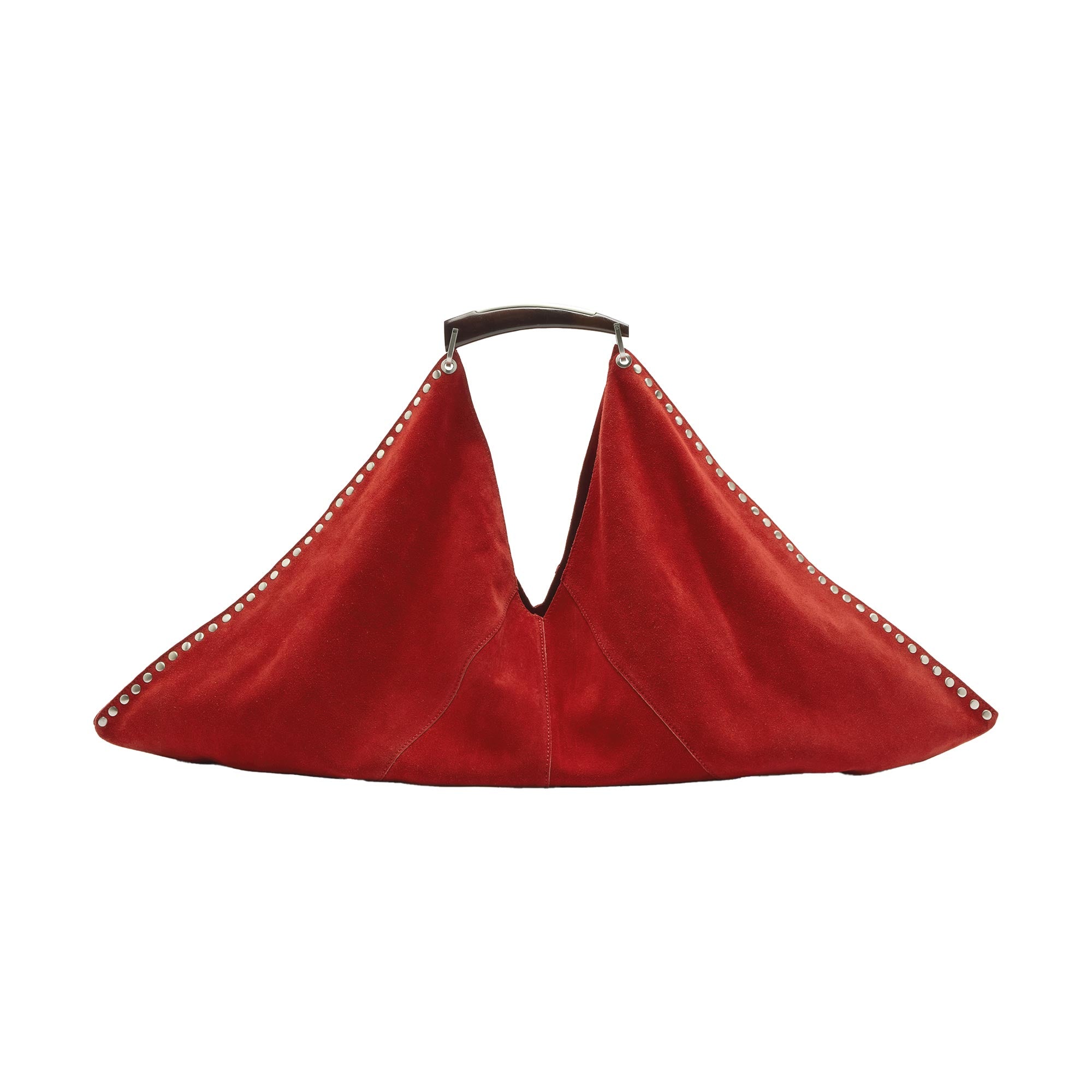 Bolso De Hombro En Piel De Ante Con Tachuelas