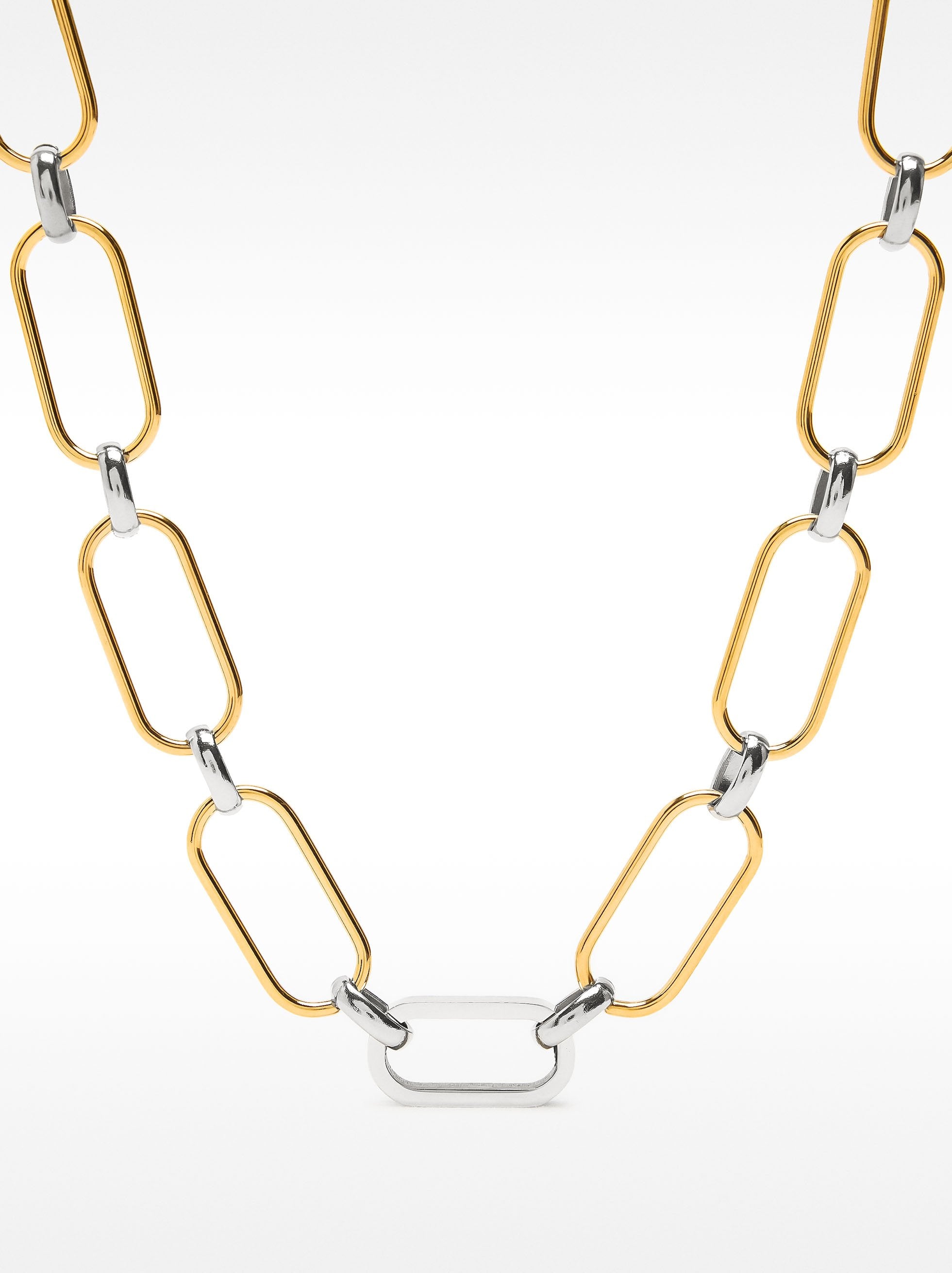 Collar Corto De Eslabones Bicolor - Acero Inoxidable