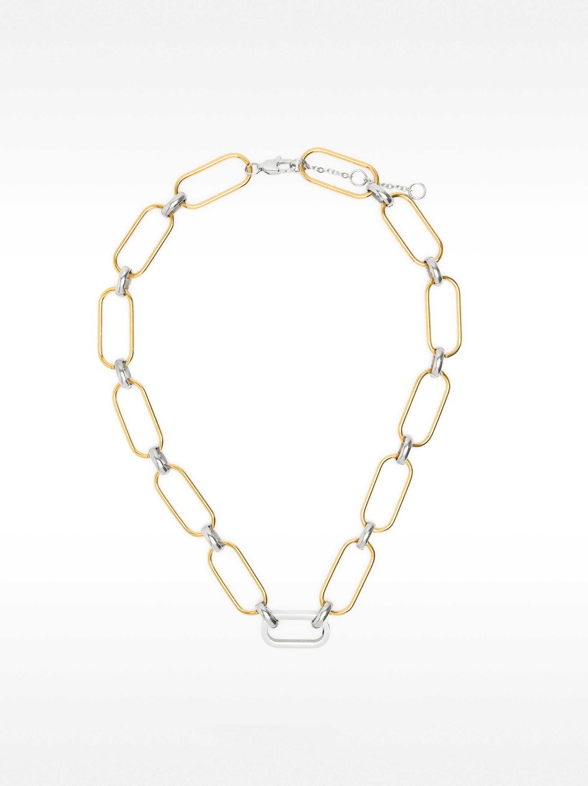 Collar Corto De Eslabones Bicolor - Acero Inoxidable