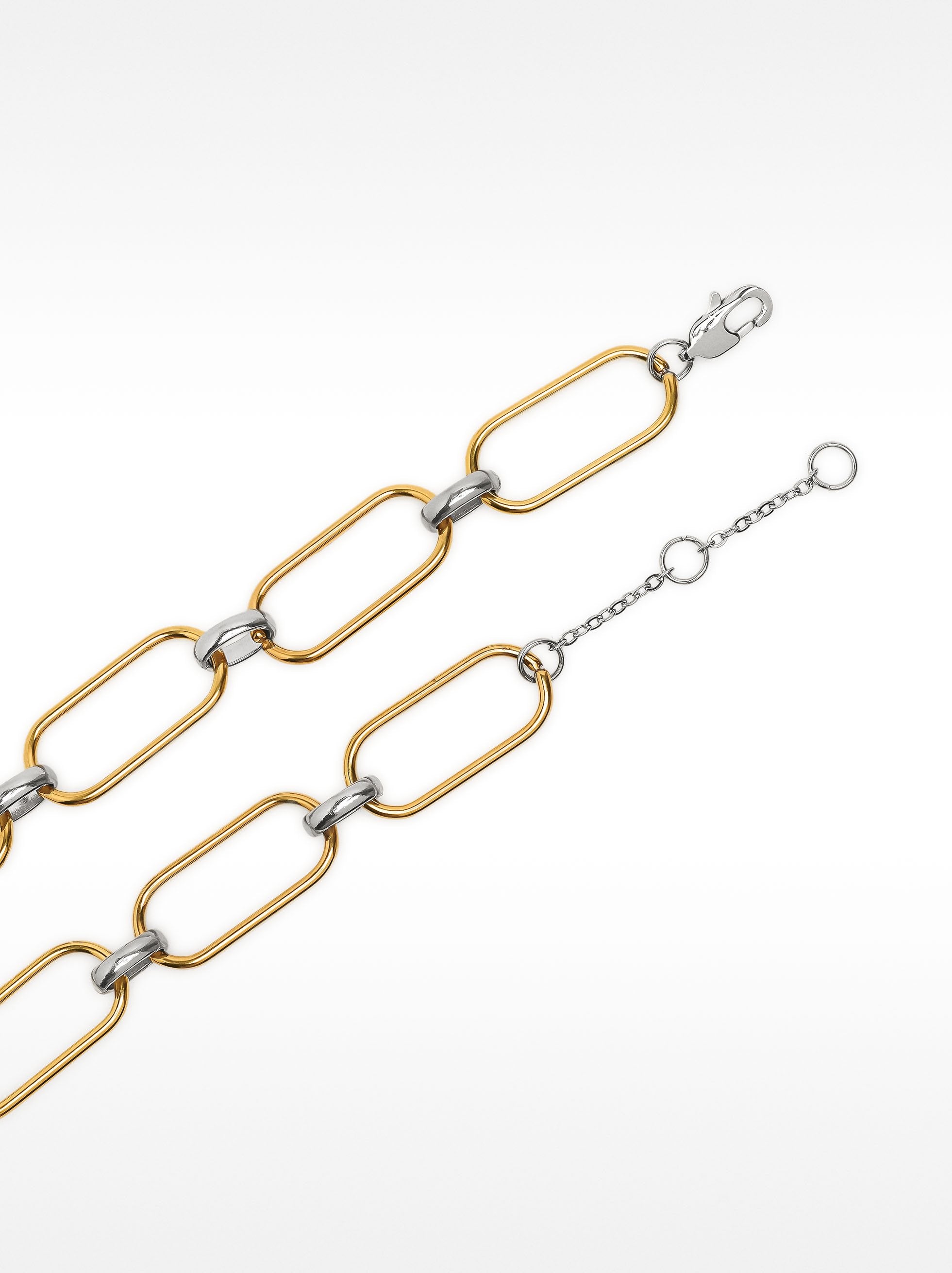 Collar Corto De Eslabones Bicolor - Acero Inoxidable