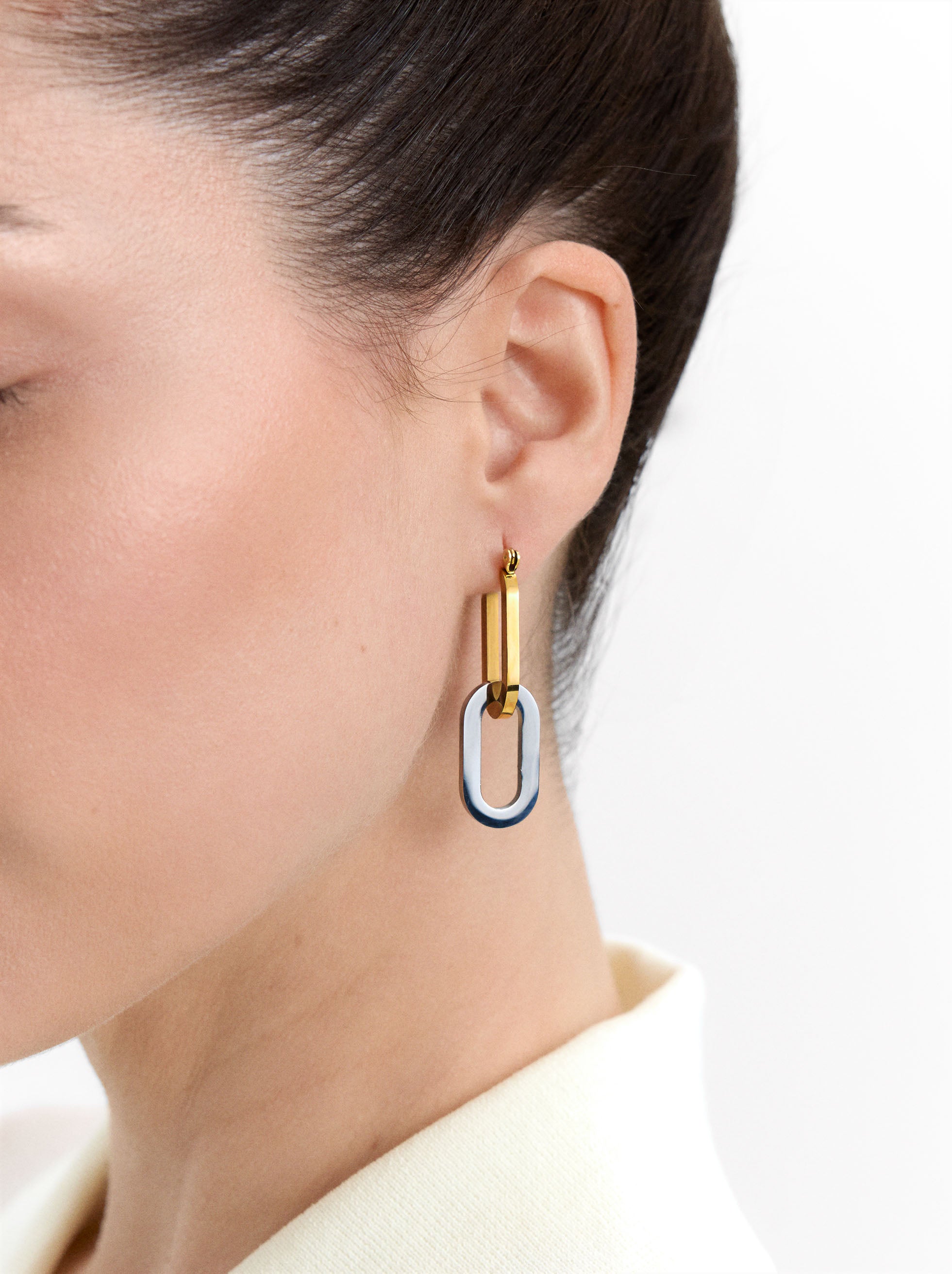 Pendientes Largos Bicolor - Acero Inoxidable