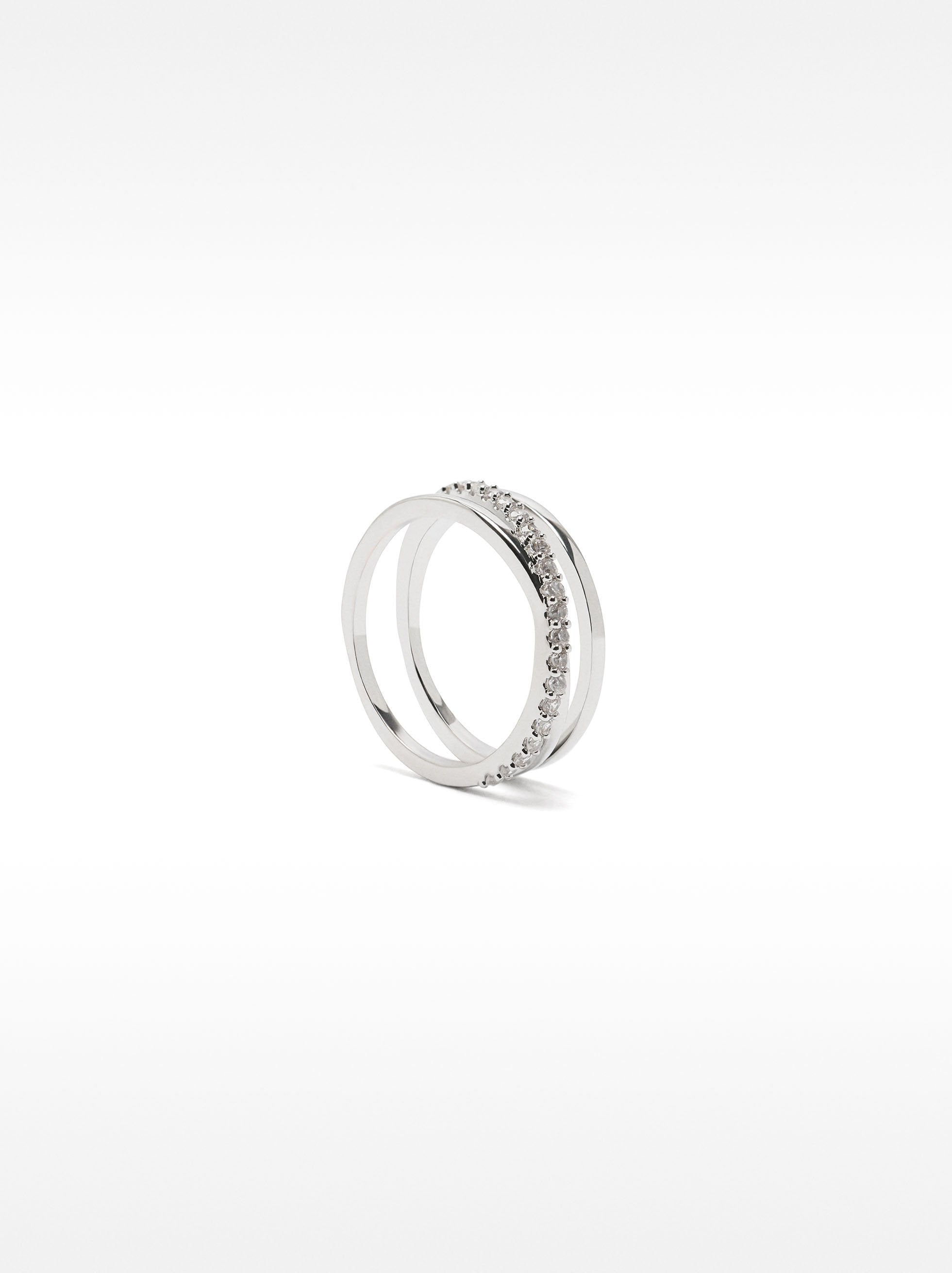 Anillo Efecto Triple Y Circonitas