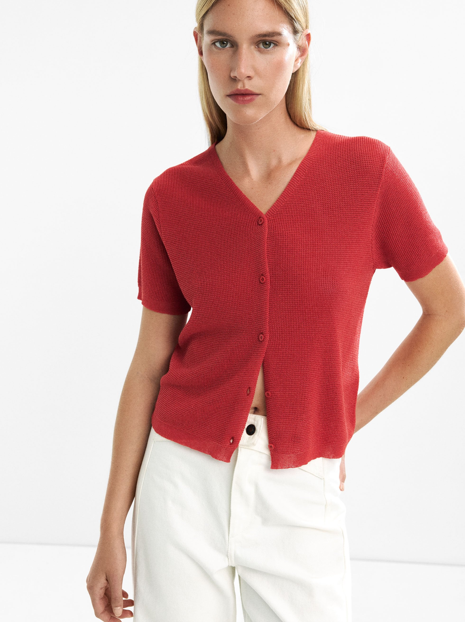 Cárdigan De Punto Manga Corta