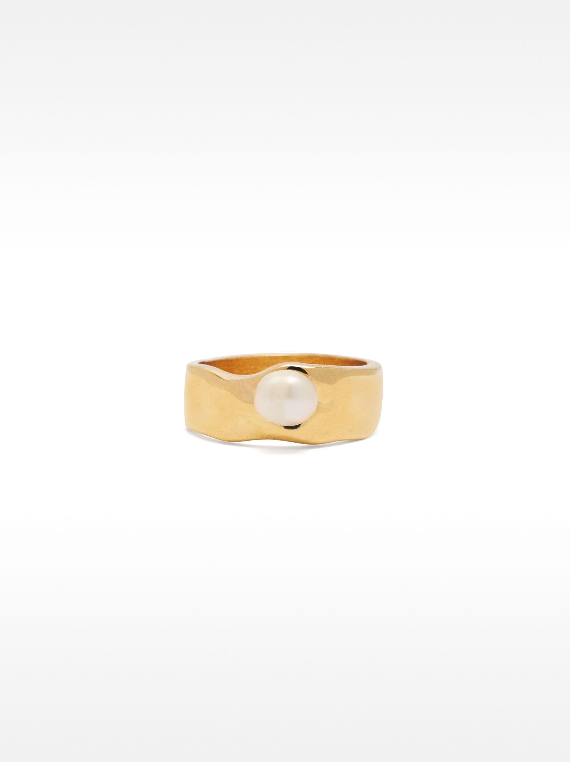 Anillo Irregular Con Perla De Agua Dulce