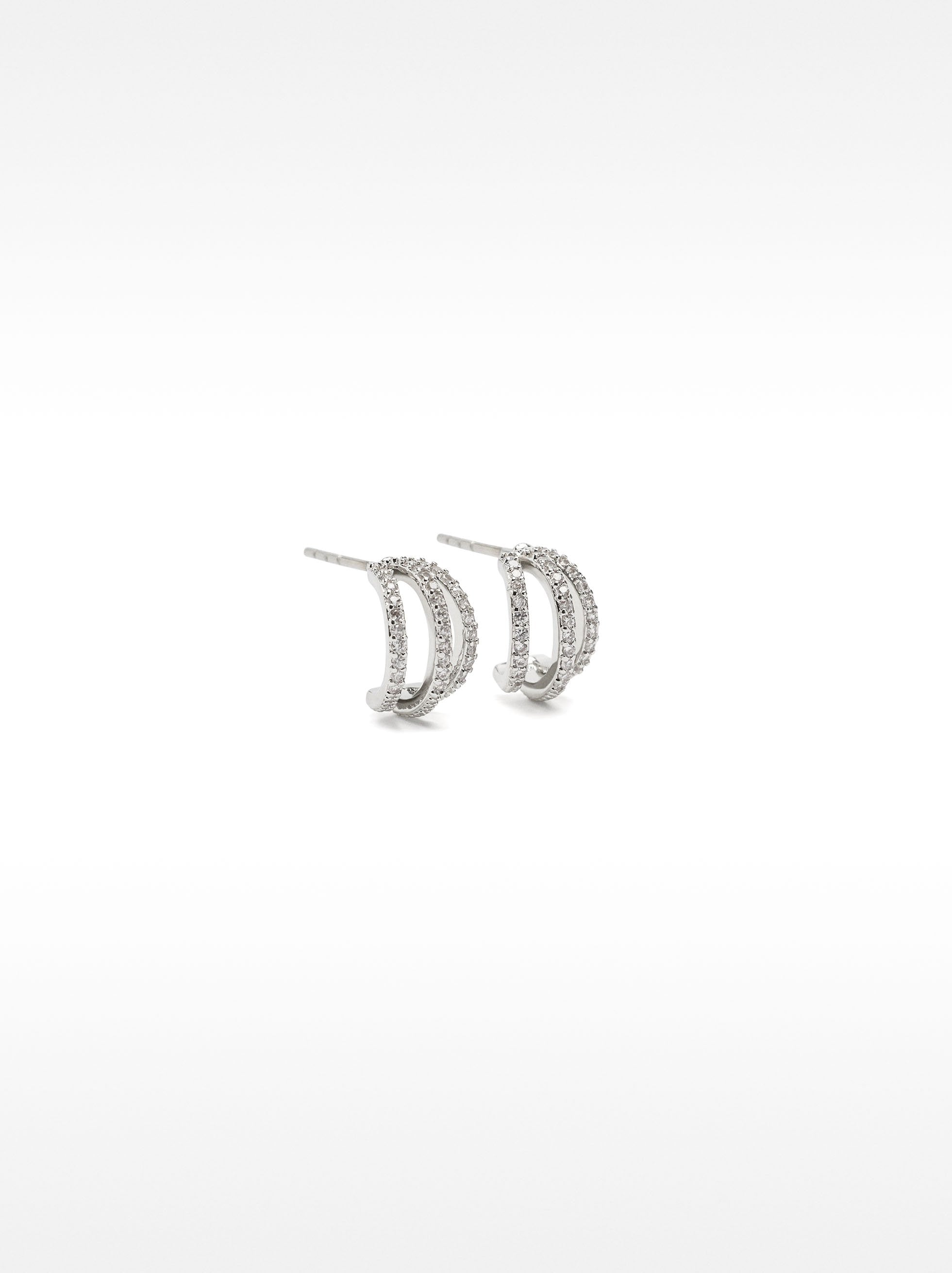 Pendientes Con Efecto Triple Y Circonitas