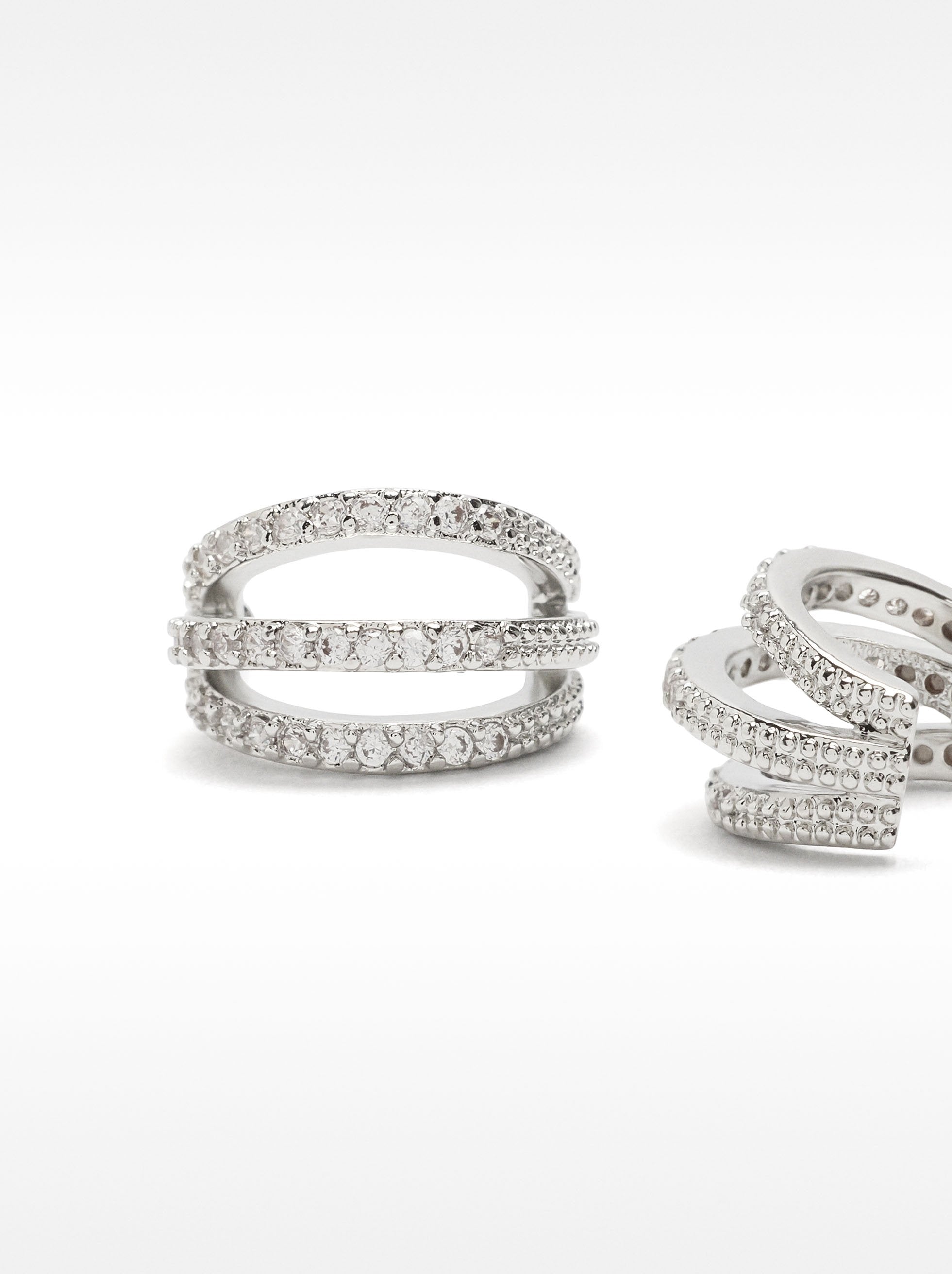 Pendientes Con Efecto Triple Y Circonitas