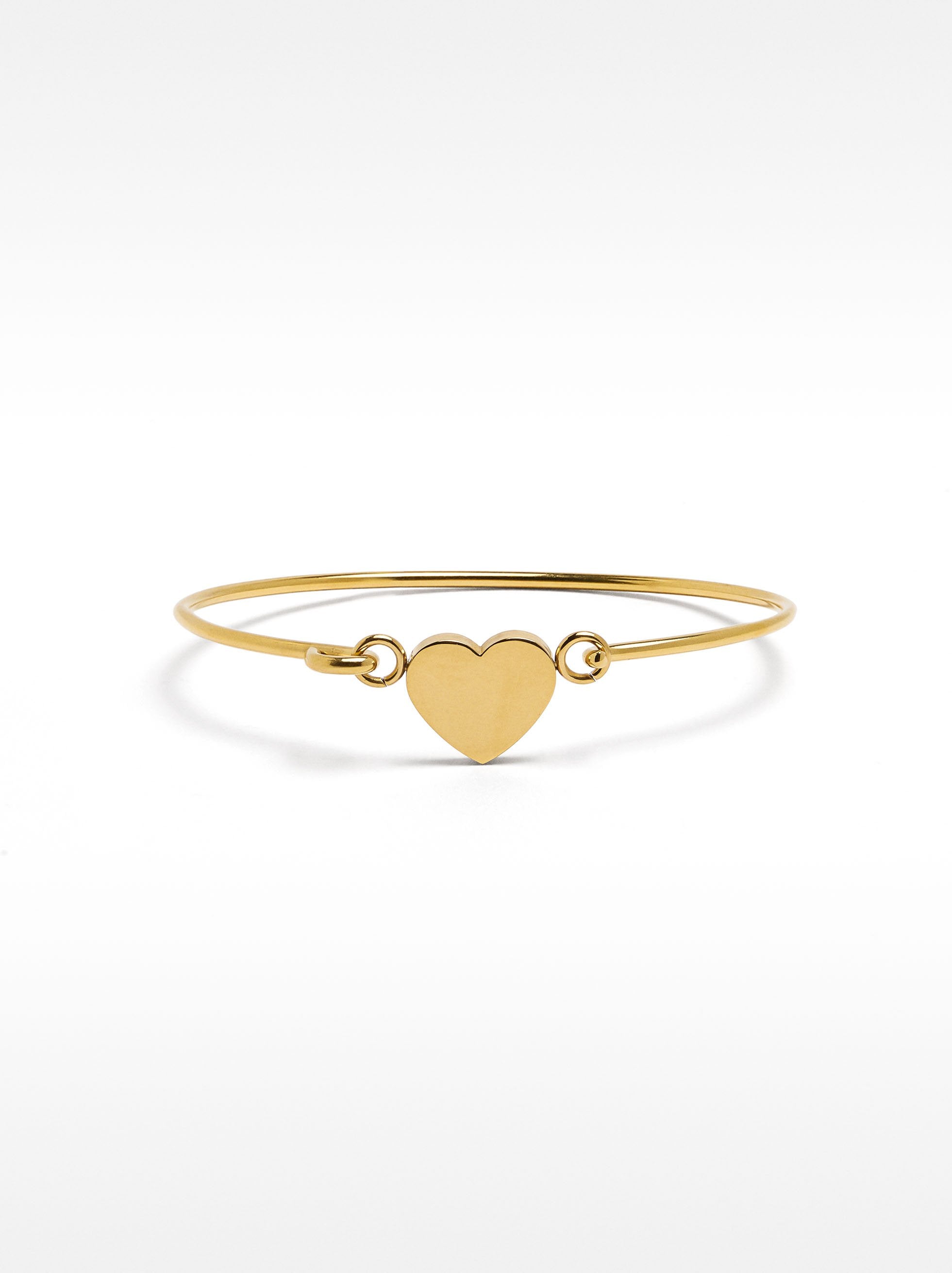 Pulsera Rígida Con Corazón - Acero Inoxidable