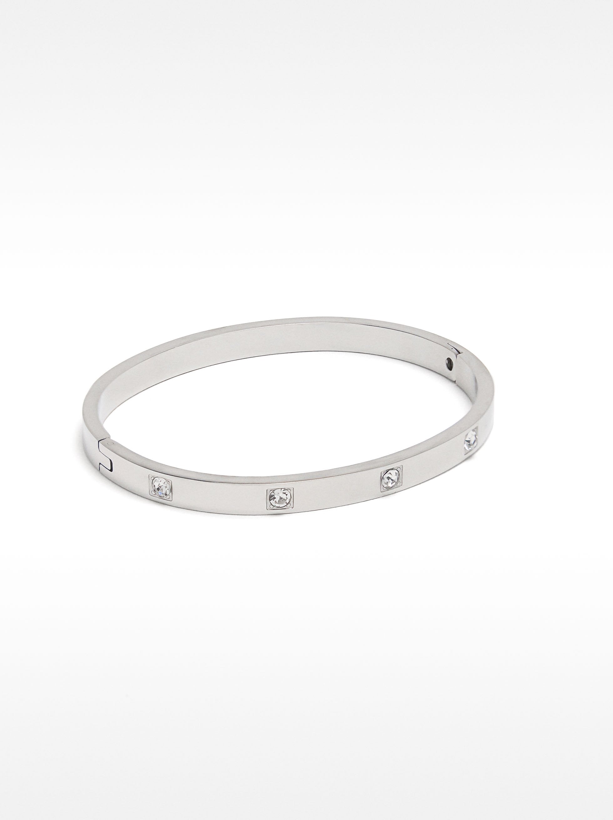 Pulsera Rígida Con Cristales - Acero Inoxidable