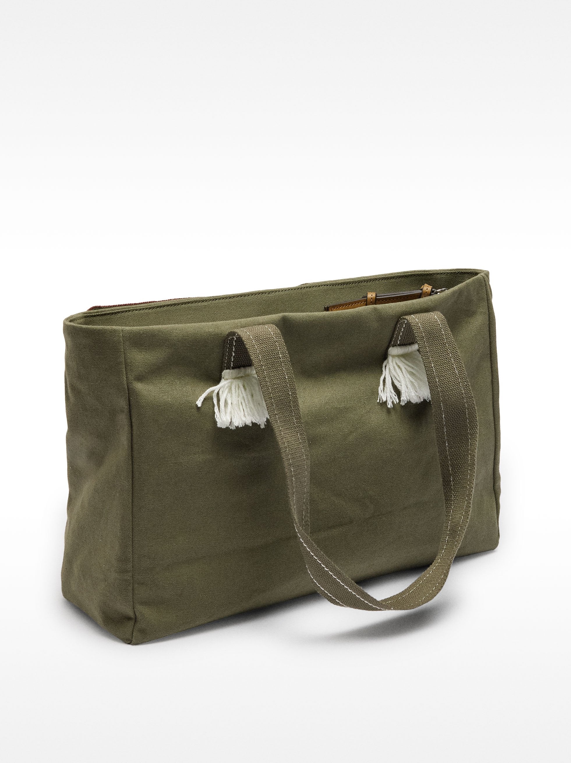 Bolso Shopper De Tejido Aplicaciones Multicolor