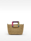 Bolso Tote Efecto Rafia Con Asa Multicolor
