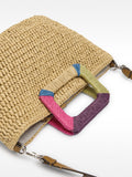 Bolso Tote Efecto Rafia Con Asa Multicolor