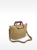 Bolso Tote Efecto Rafia Con Asa Multicolor
