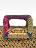 Bolso Tote Efecto Rafia Con Asa Multicolor