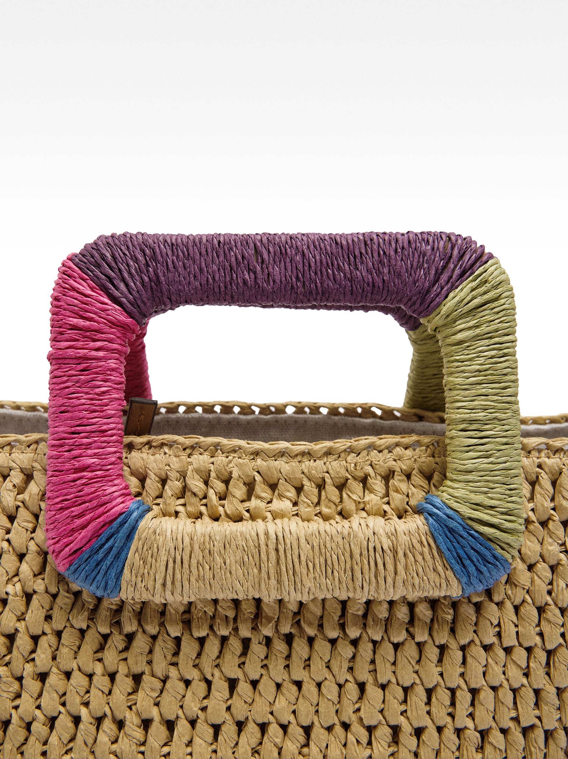 Bolso Tote Efecto Rafia Con Asa Multicolor