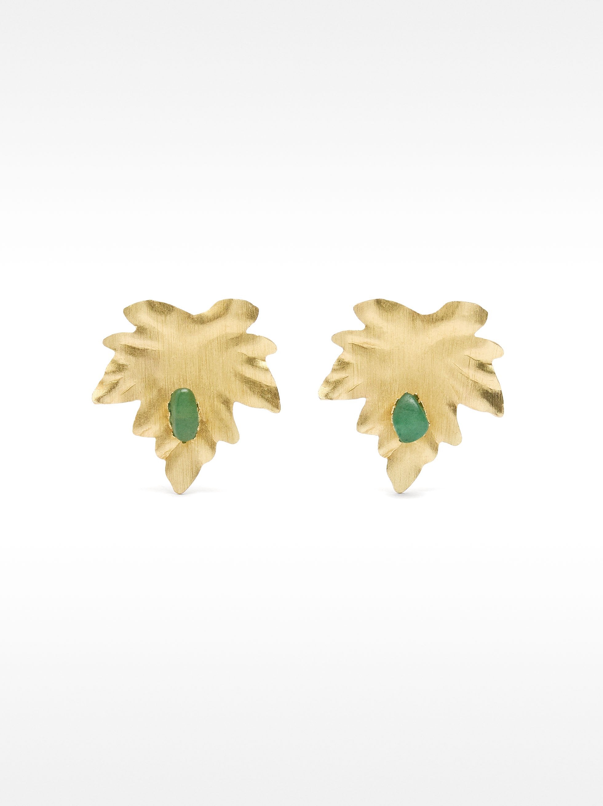 Pendientes Hoja Con Piedra