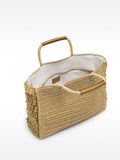 Bolso Shopper Efecto Rafia Con Flecos