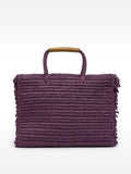 Bolso Shopper Efecto Rafia Con Flecos