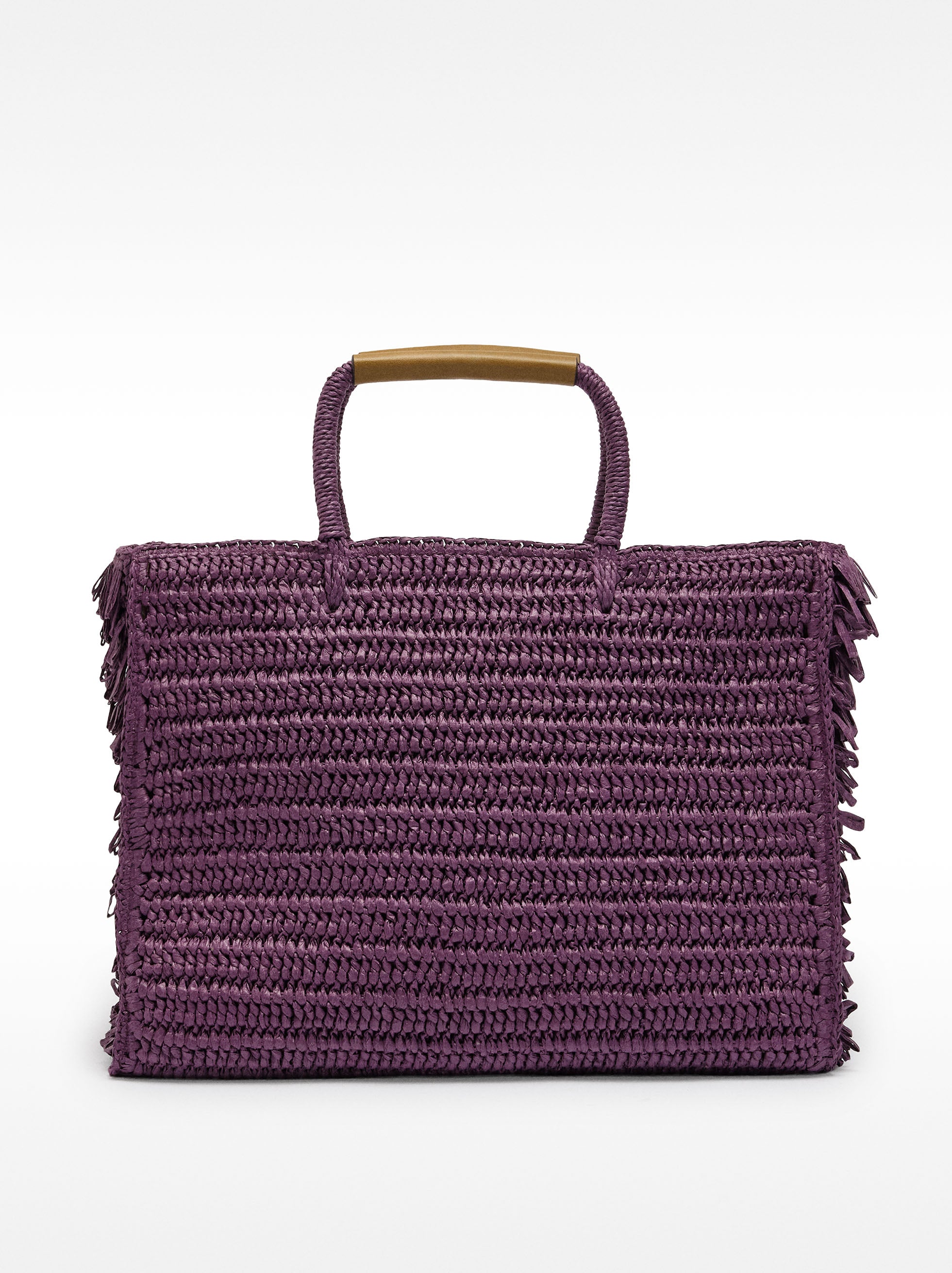 Bolso Shopper Efecto Rafia Con Flecos