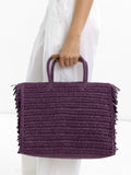 Bolso Shopper Efecto Rafia Con Flecos