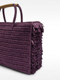 Bolso Shopper Efecto Rafia Con Flecos