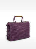 Bolso Shopper Efecto Rafia Con Flecos