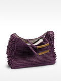 Bolso Shopper Efecto Rafia Con Flecos