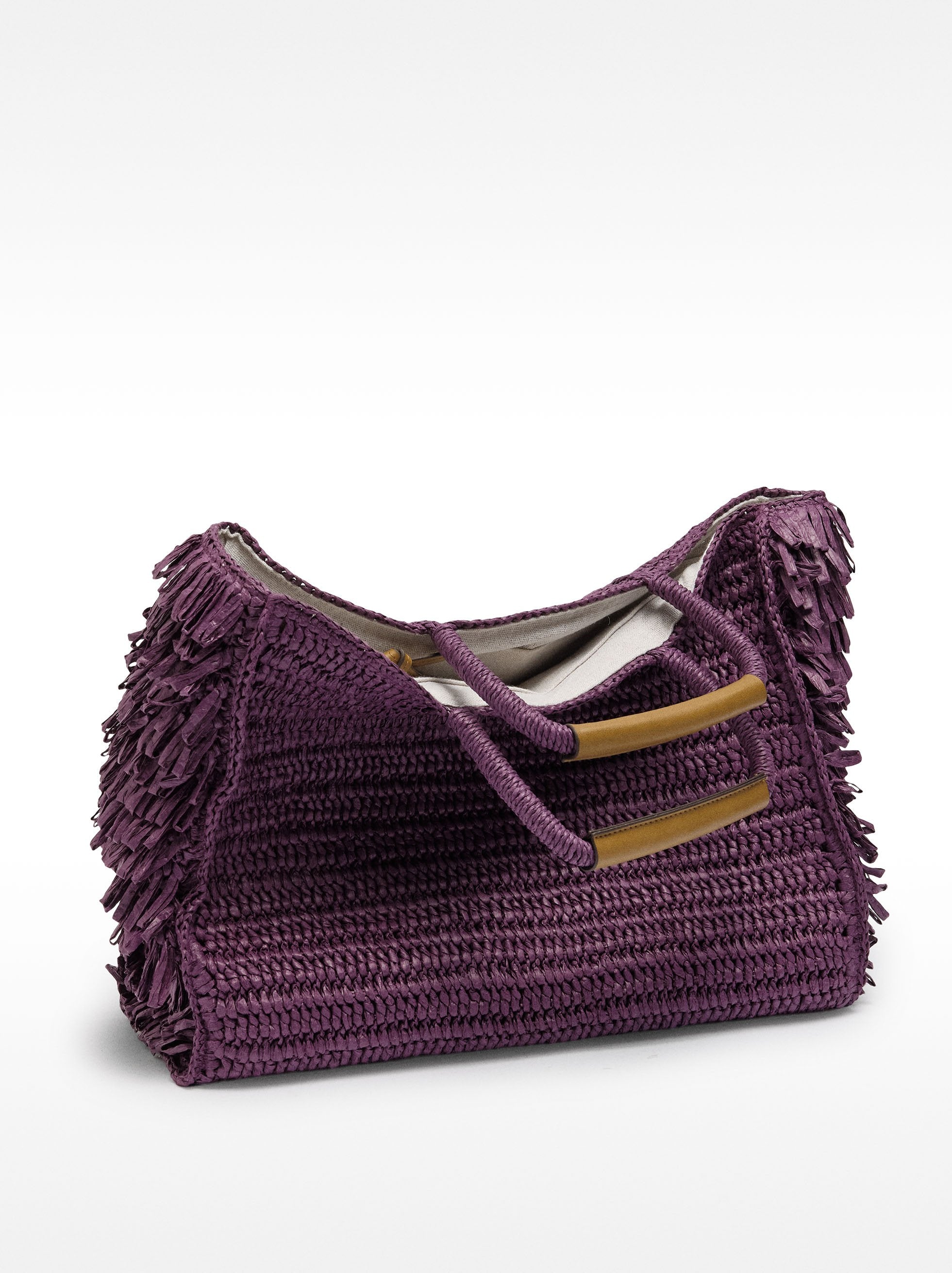 Bolso Shopper Efecto Rafia Con Flecos