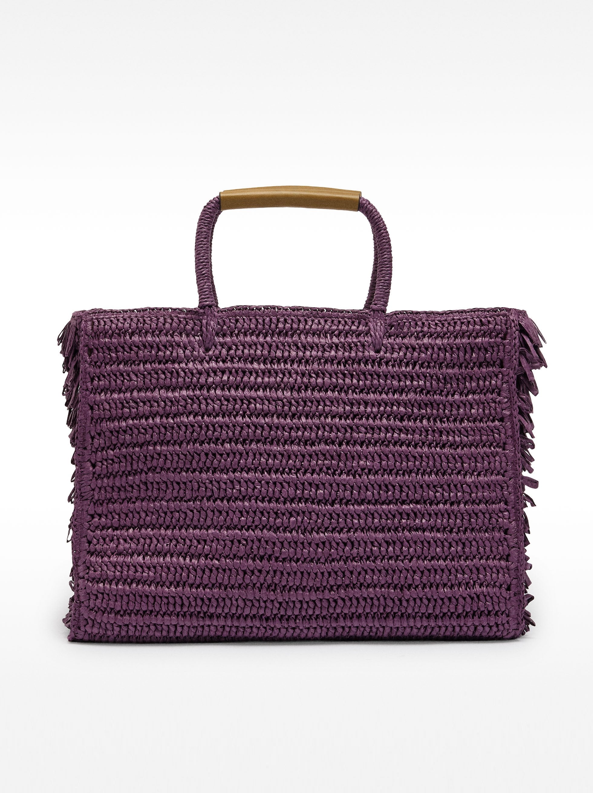 Bolso Shopper Efecto Rafia Con Flecos