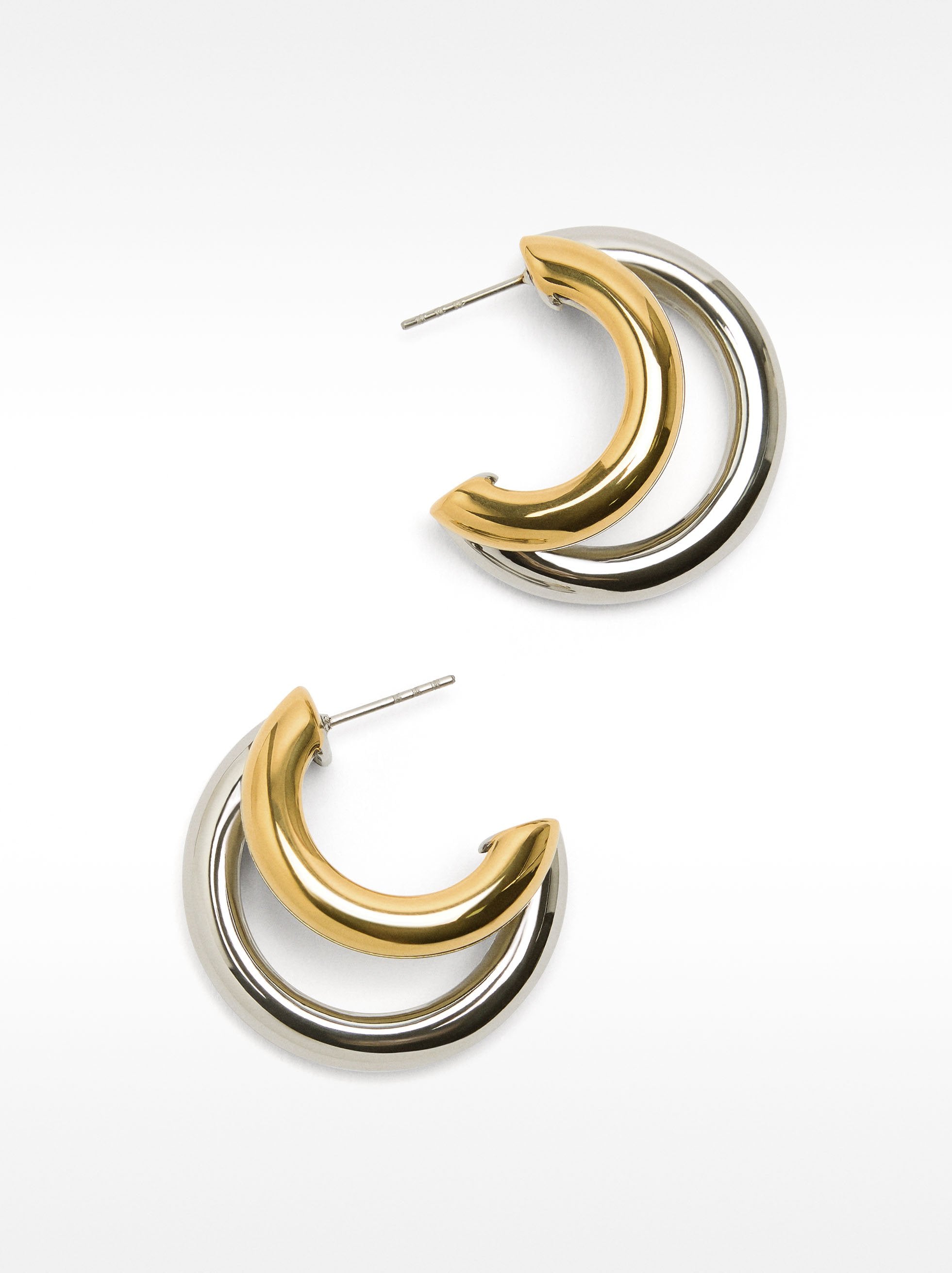 Aros Bicolor Con Efecto Doble - Acero Inoxidable